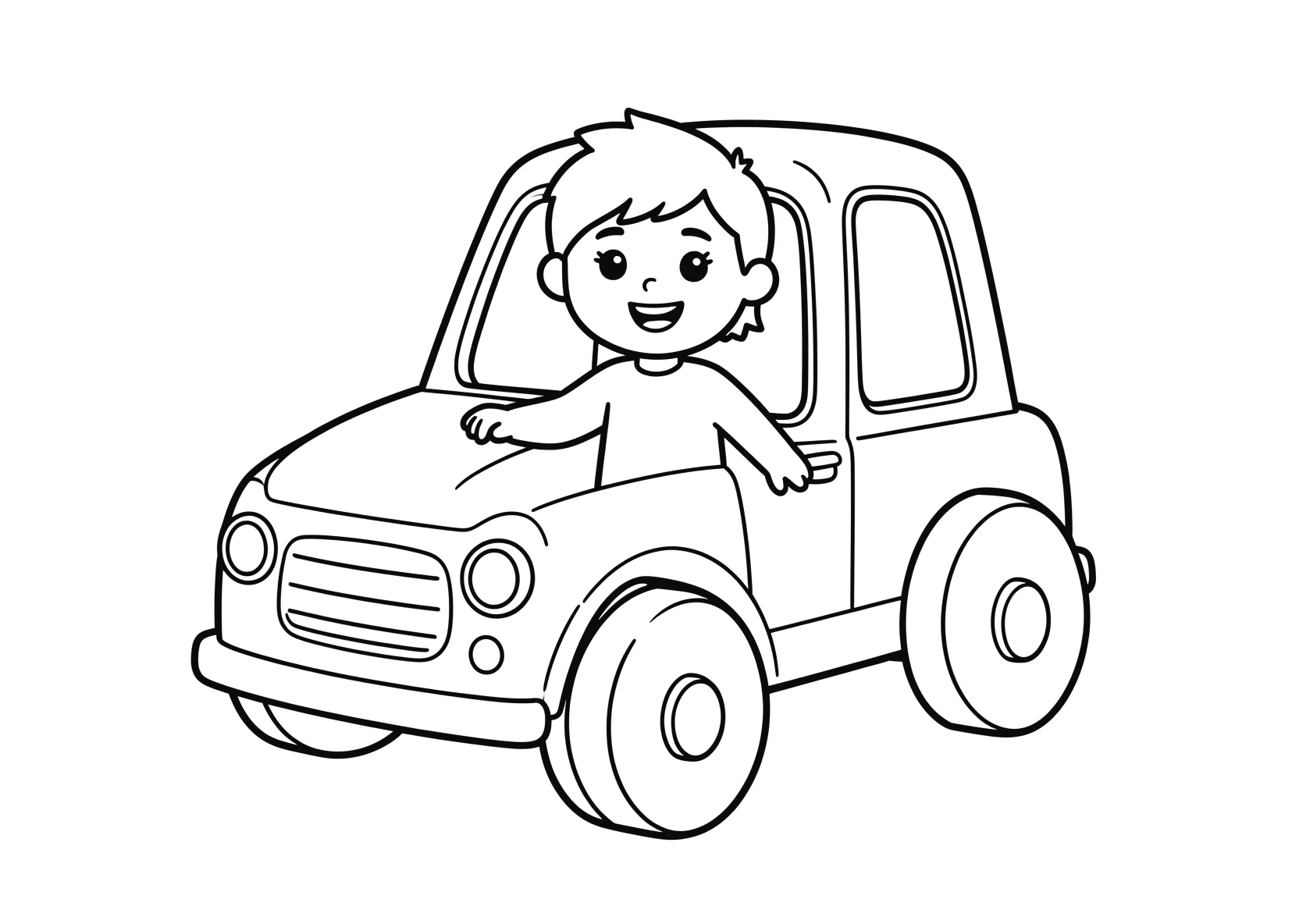 Ausmalbild Kran - einfaches Ausmalbild für Kinder aus der Kategorie Fahrzeuge - kostenlos ausdrucken