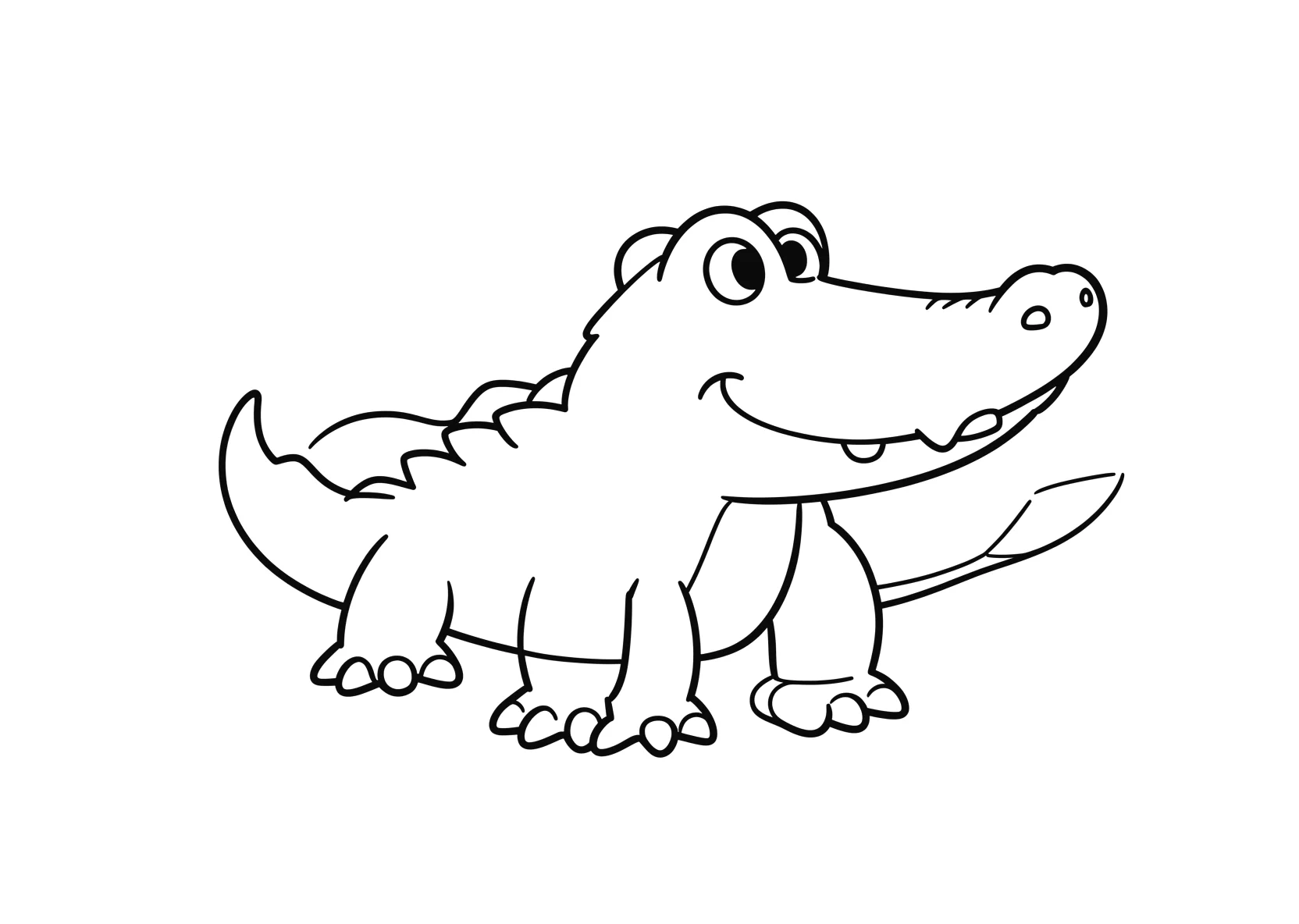 Ausmalbild Krokodil - einfaches Ausmalbild für Kinder aus der Kategorie Tiere - kostenlos ausdrucken