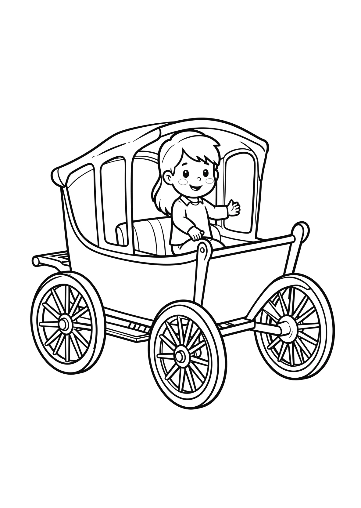 Ausmalbild Kutsche - einfaches Ausmalbild für Kinder aus der Kategorie Fahrzeuge - kostenlos ausdrucken