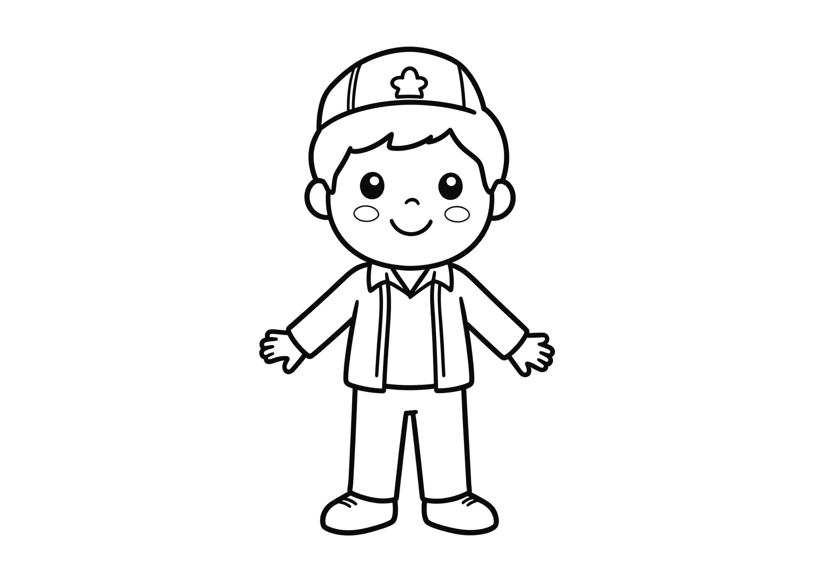 Ausmalbild Lokführer - einfaches Ausmalbild für Kinder aus der Kategorie Berufe - kostenlos ausdrucken