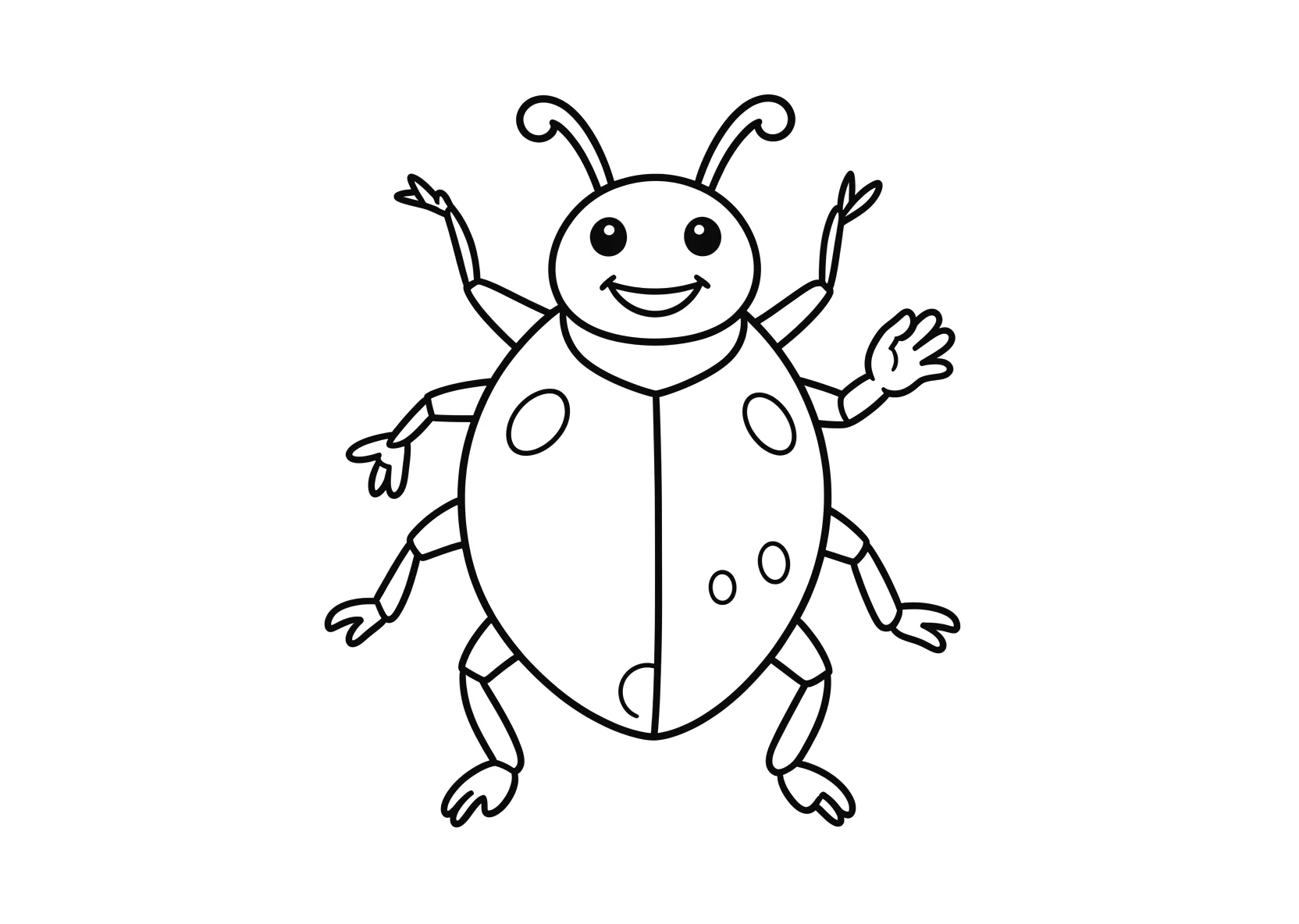 Ausmalbild Marienkäfer - einfaches Ausmalbild für Kinder aus der Kategorie Tiere - kostenlos ausdrucken