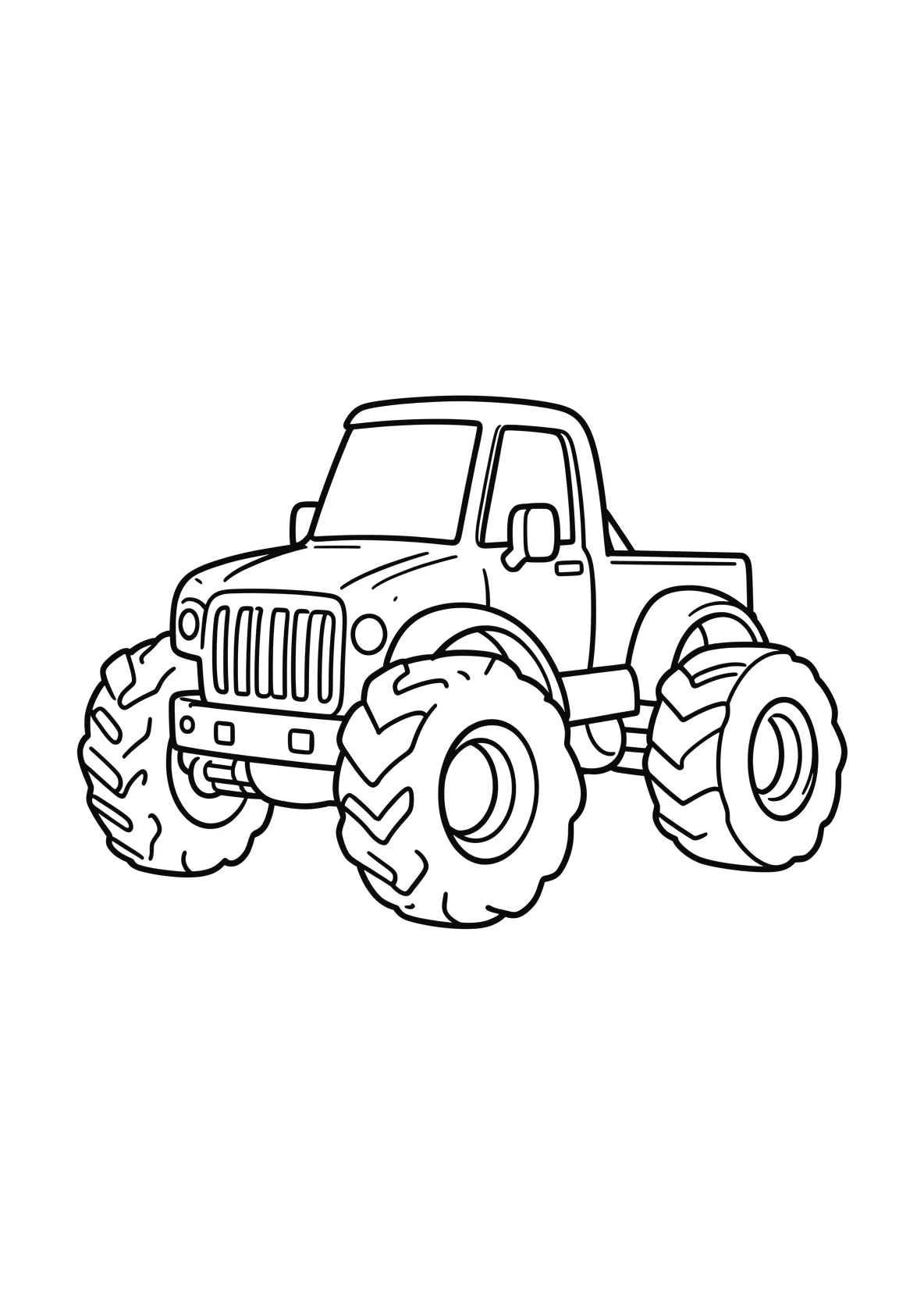 Ausmalbild Monster-Truck - einfaches Ausmalbild für Kinder aus der Kategorie Fahrzeuge - kostenlos ausdrucken