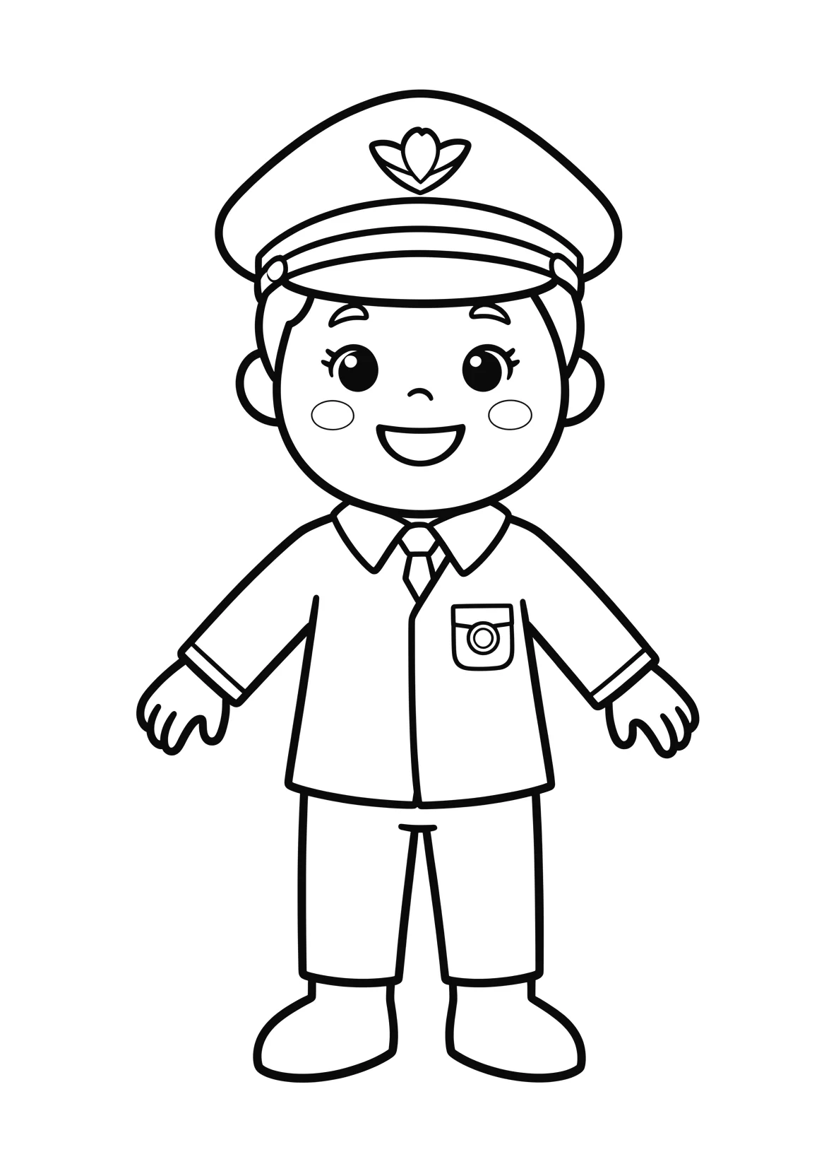 Ausmalbild Pilot - einfaches Ausmalbild für Kinder aus der Kategorie Berufe - kostenlos ausdrucken