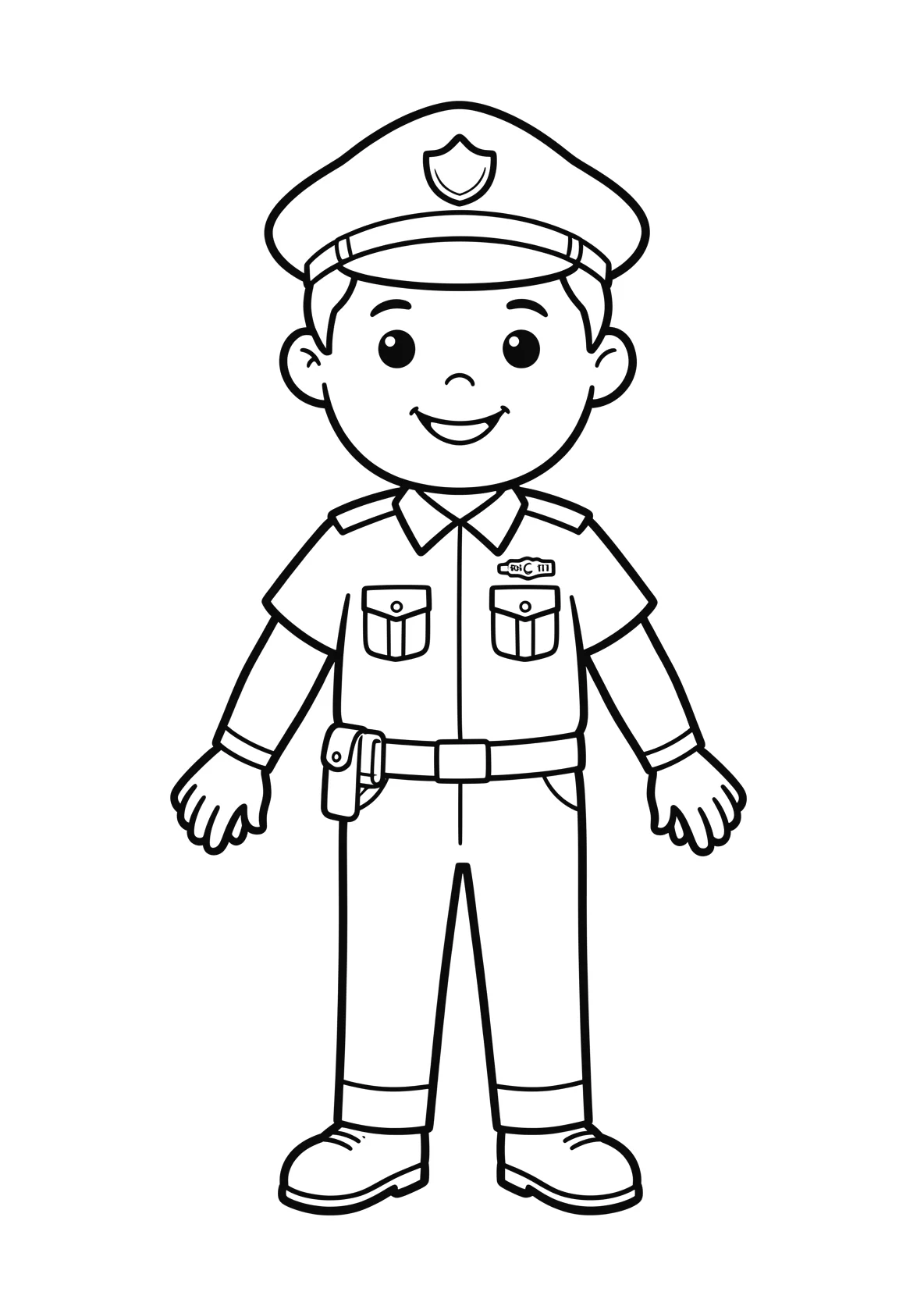 Ausmalbild Polizist - einfaches Ausmalbild für Kinder aus der Kategorie Berufe - kostenlos ausdrucken