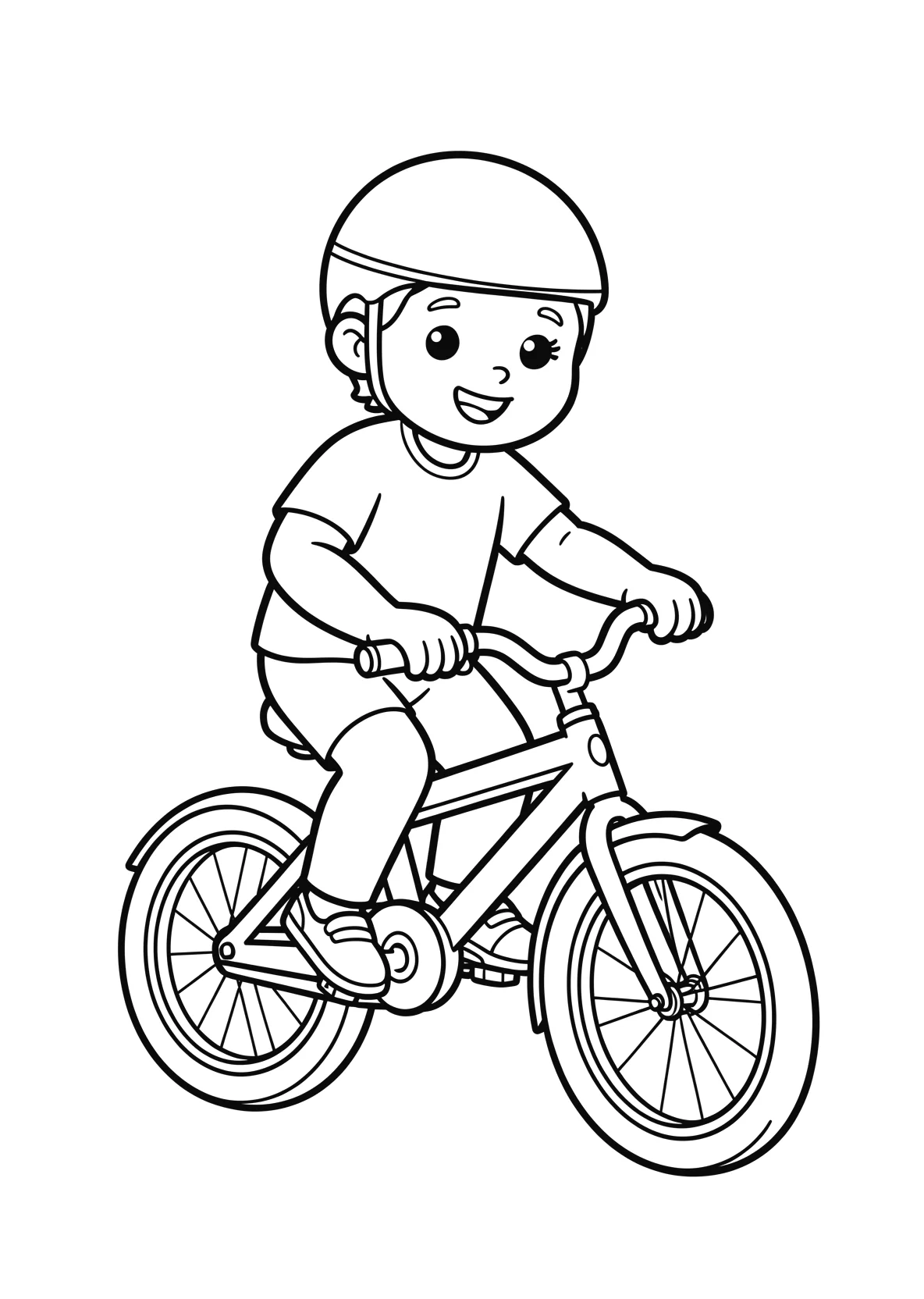 Ausmalbild Radfahren - einfaches Ausmalbild für Kinder aus der Kategorie Sport - kostenlos ausdrucken