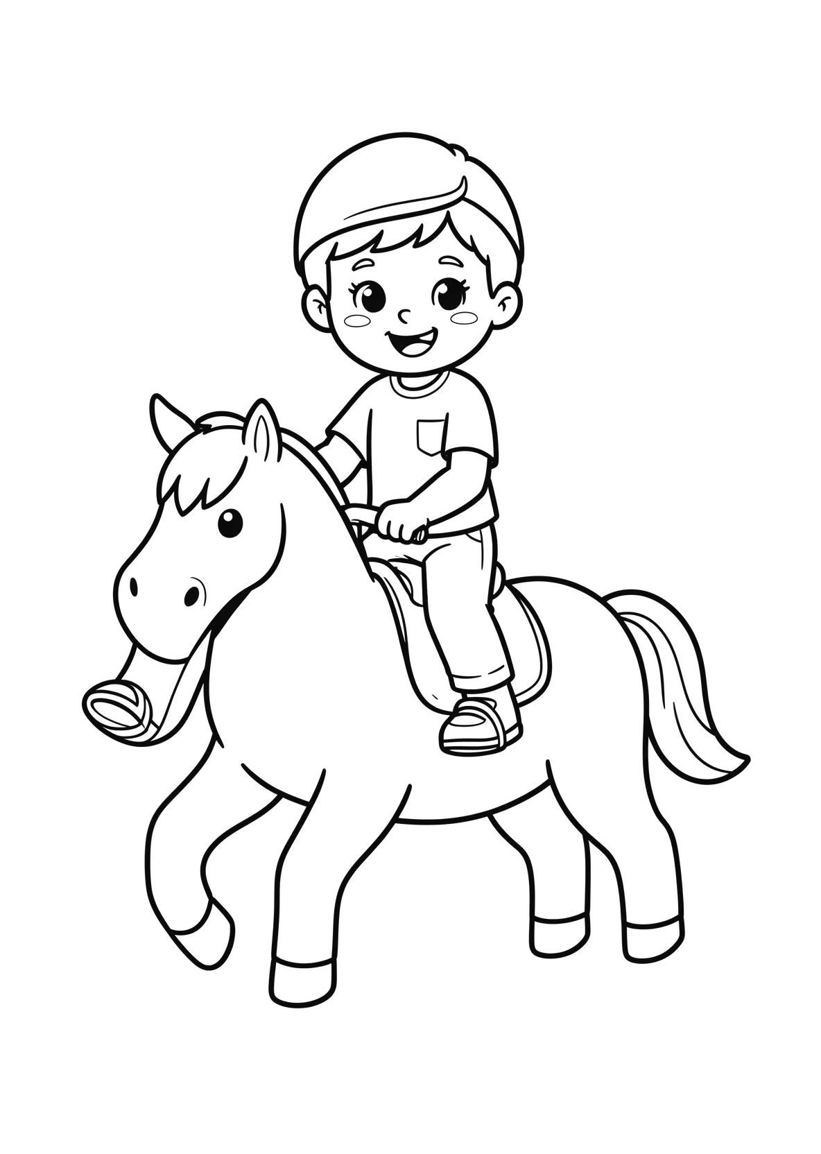 Ausmalbild Reiten - einfaches Ausmalbild für Kinder aus der Kategorie Sport - kostenlos ausdrucken