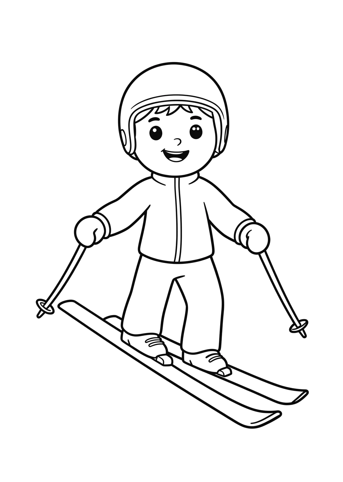 Ausmalbild Skifahren - einfaches Ausmalbild für Kinder aus der Kategorie Sport - kostenlos ausdrucken