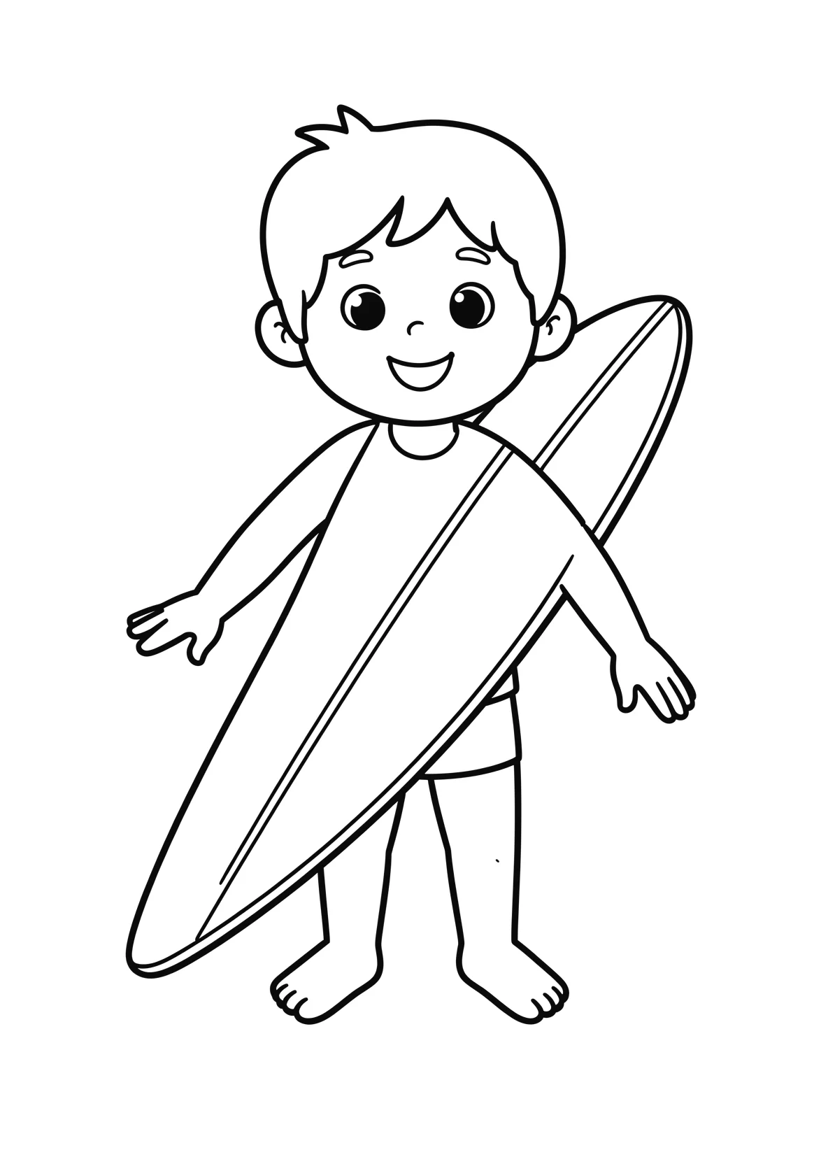 Ausmalbild Surfbrett - einfaches Ausmalbild für Kinder aus der Kategorie Sonstiges - kostenlos ausdrucken