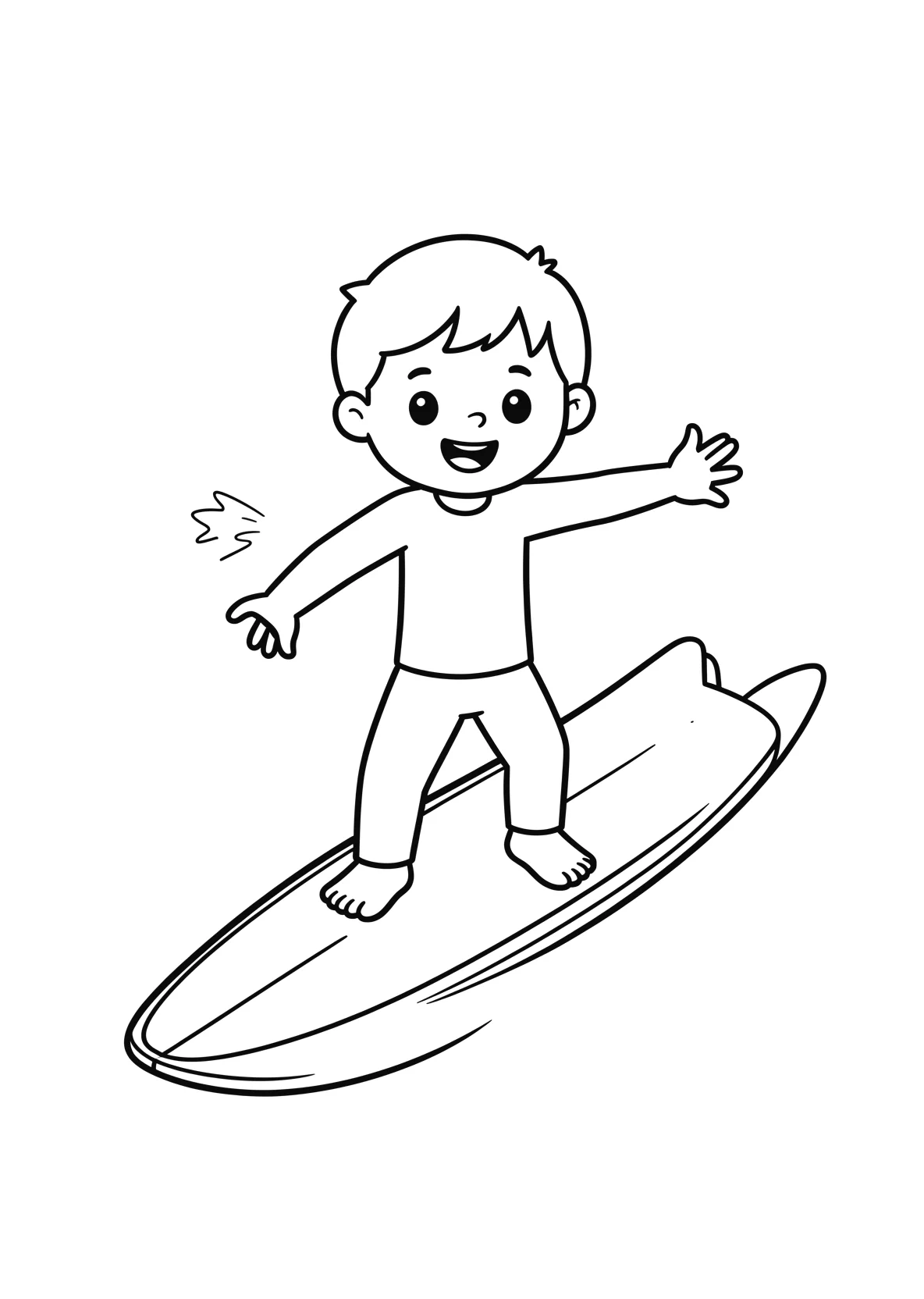 Ausmalbild Surfen - einfaches Ausmalbild für Kinder aus der Kategorie Sport - kostenlos ausdrucken