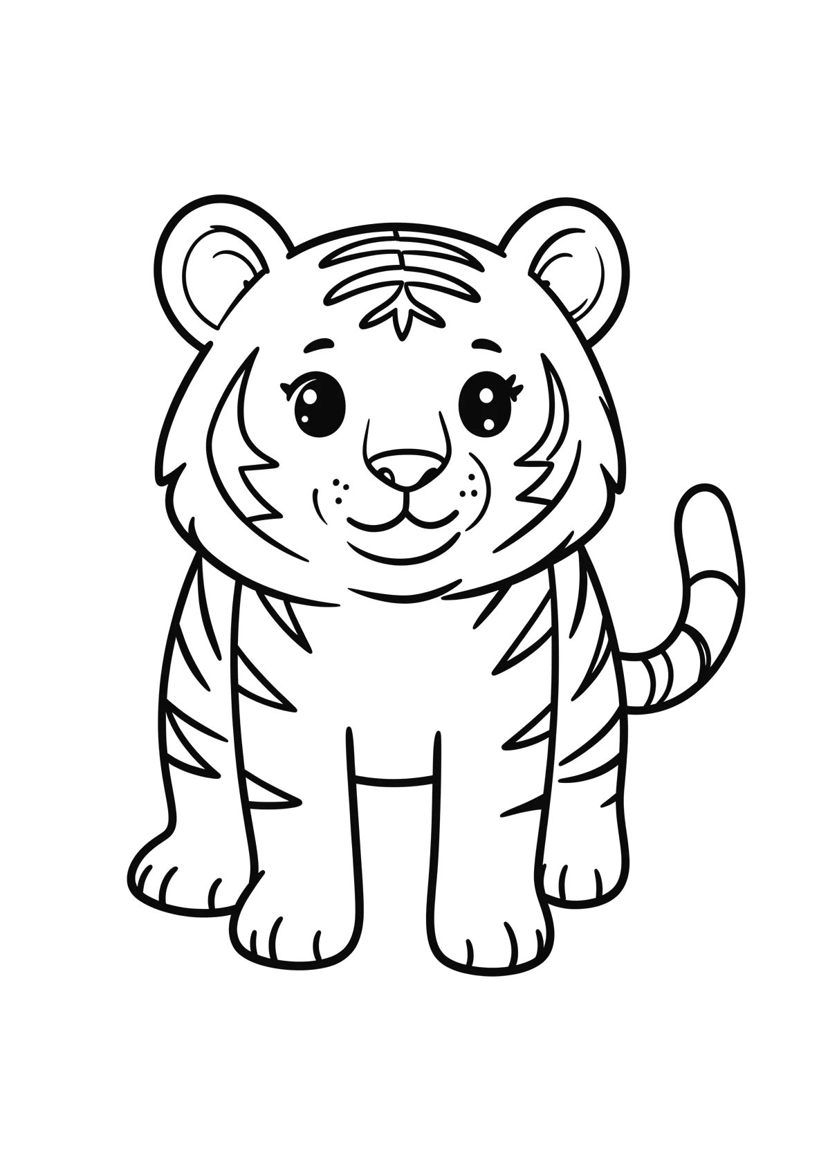 Ausmalbild Tiger - einfaches Ausmalbild für Kinder aus der Kategorie Tiere - kostenlos ausdrucken