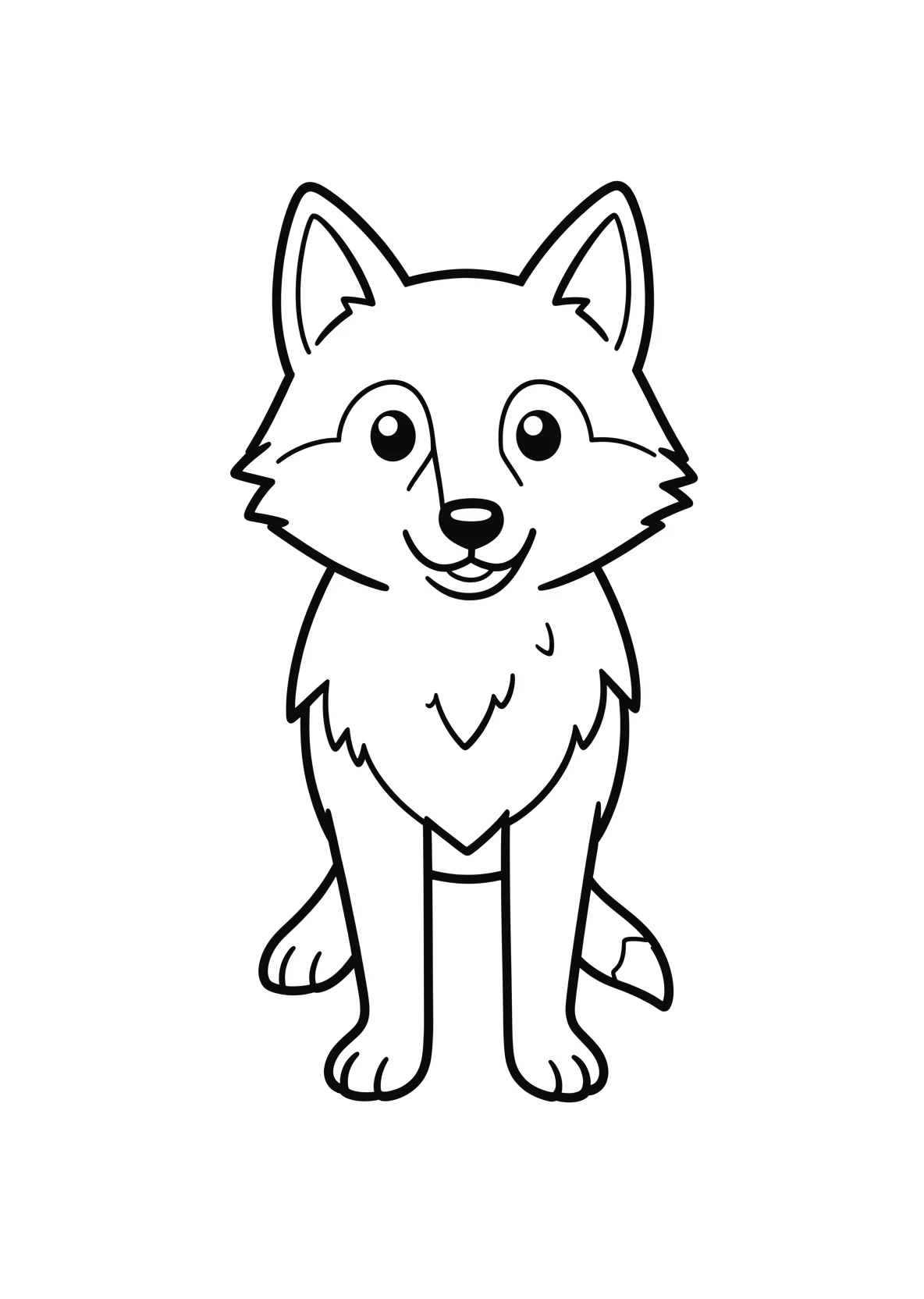 Ausmalbild Wolf - einfaches Ausmalbild für Kinder aus der Kategorie Tiere - kostenlos ausdrucken