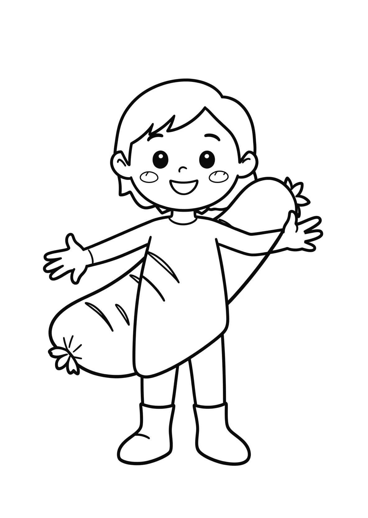 Ausmalbild Bratwurst - einfaches Ausmalbild für Kinder aus der Kategorie Sonstiges - kostenlos ausdrucken