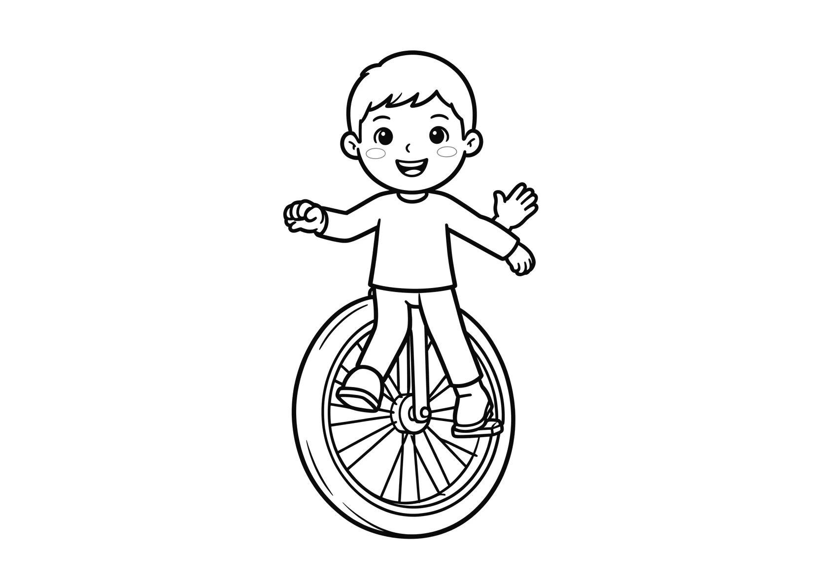 Ausmalbild Einrad - einfaches Ausmalbild für Kinder aus der Kategorie Fahrzeuge - kostenlos ausdrucken