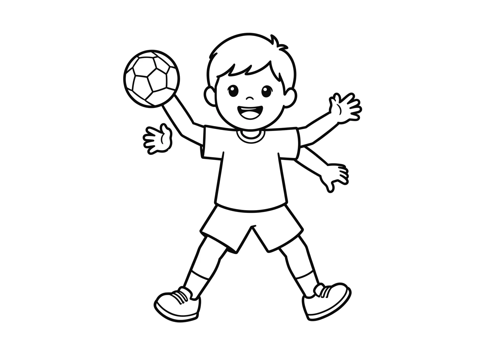 Ausmalbild Handball - einfaches Ausmalbild für Kinder aus der Kategorie Sport - kostenlos ausdrucken