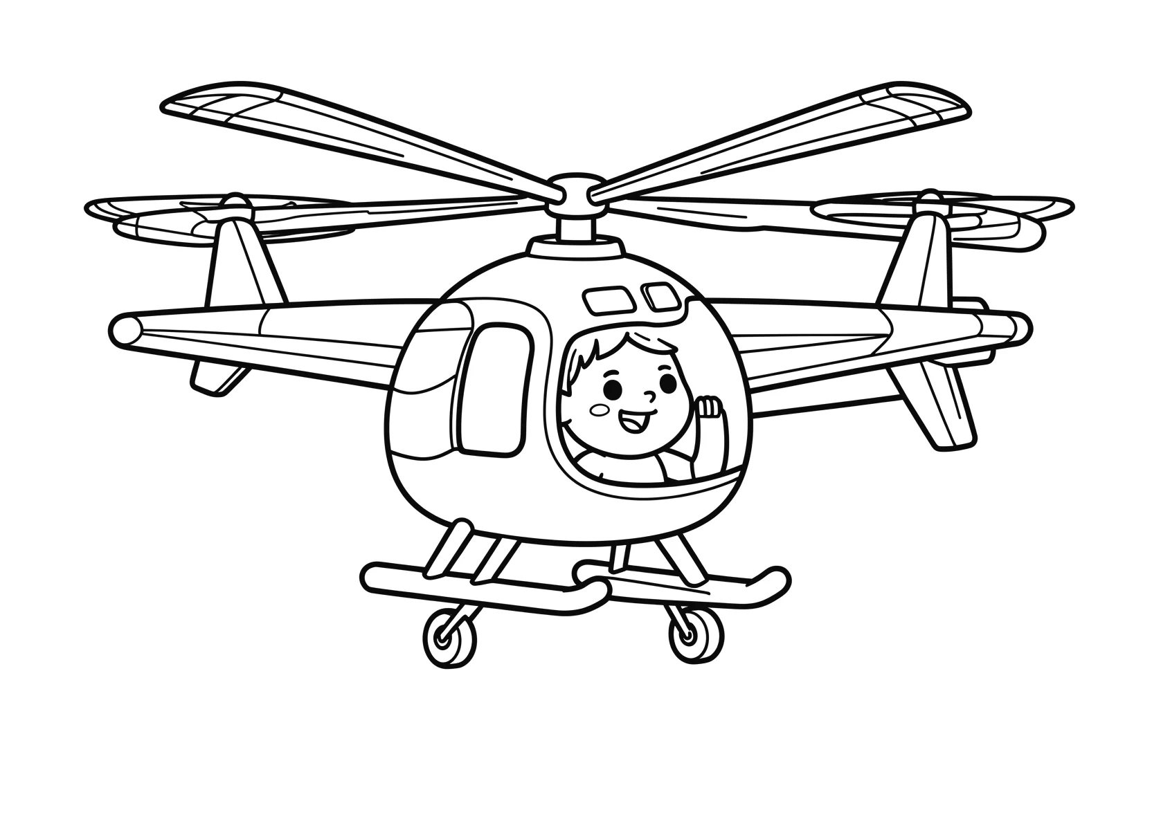 Ausmalbild Hubschrauber - einfaches Ausmalbild für Kinder aus der Kategorie Fahrzeuge - kostenlos ausdrucken