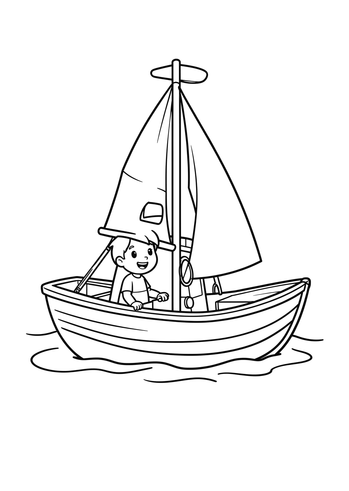 Ausmalbild Kanu - einfaches Ausmalbild für Kinder aus der Kategorie Fahrzeuge - kostenlos ausdrucken