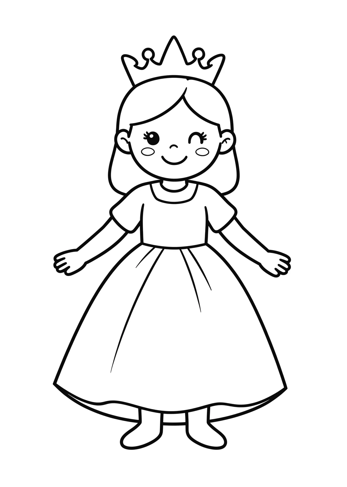 Ausmalbild Königin - einfaches Ausmalbild für Kinder aus der Kategorie Maerchen - kostenlos ausdrucken