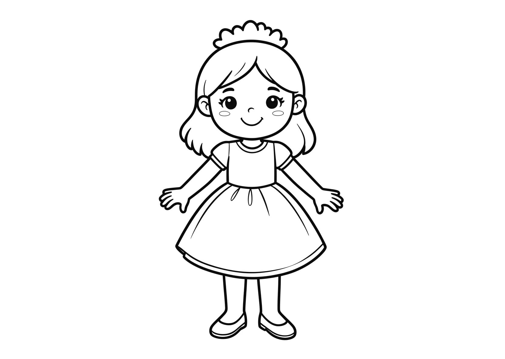 Ausmalbild Schuhprinzessin - einfaches Ausmalbild für Kinder aus der Kategorie Maerchen - kostenlos ausdrucken