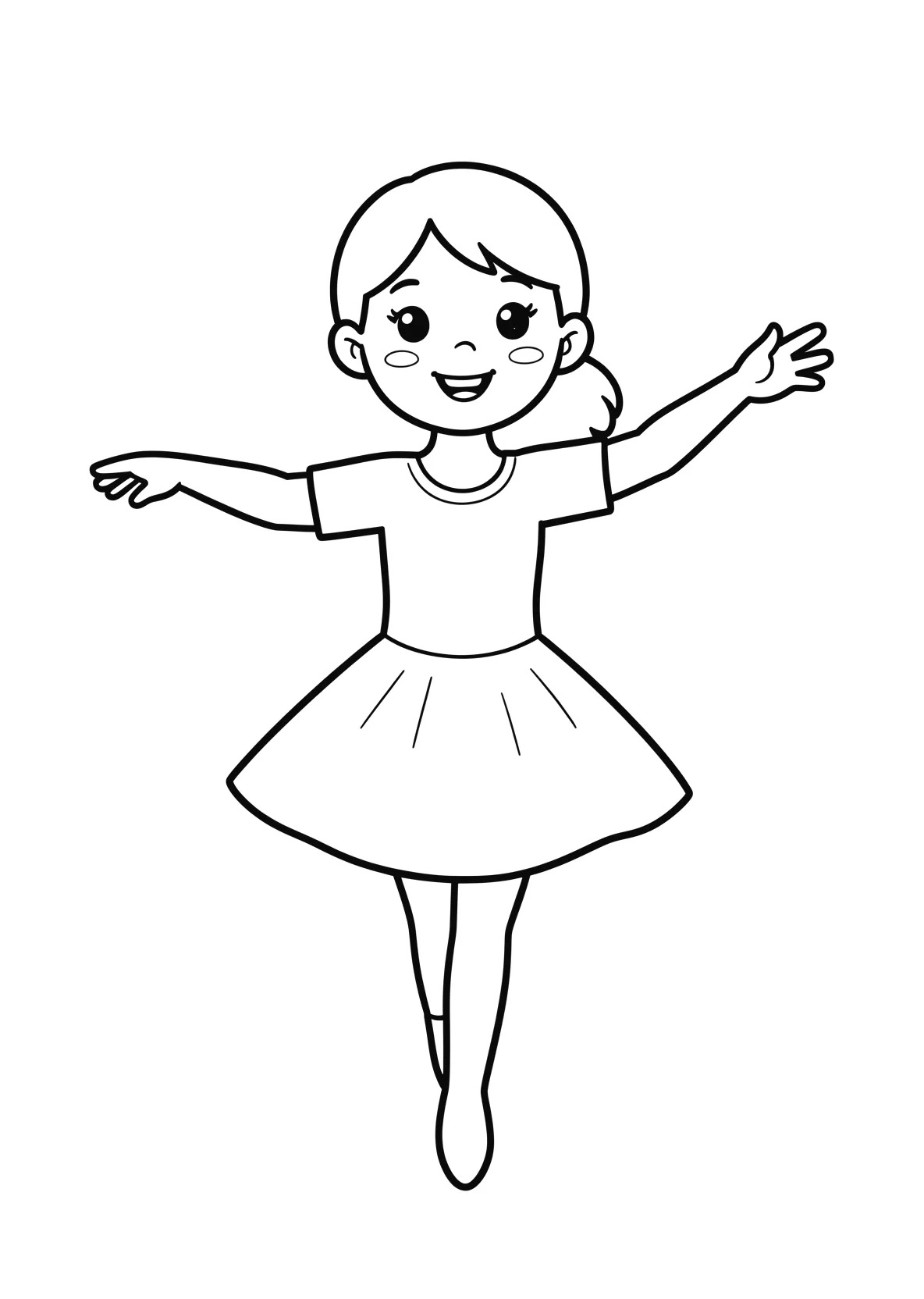 Ausmalbild Tänzerin - einfaches Ausmalbild für Kinder aus der Kategorie Sonstiges - kostenlos ausdrucken