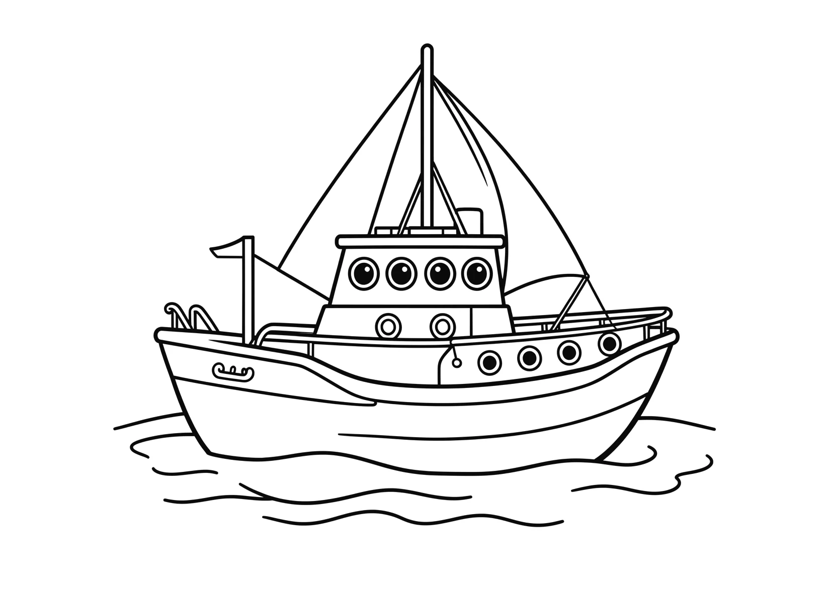 Ausmalbild U-Boot - einfaches Ausmalbild für Kinder aus der Kategorie Fahrzeuge - kostenlos ausdrucken