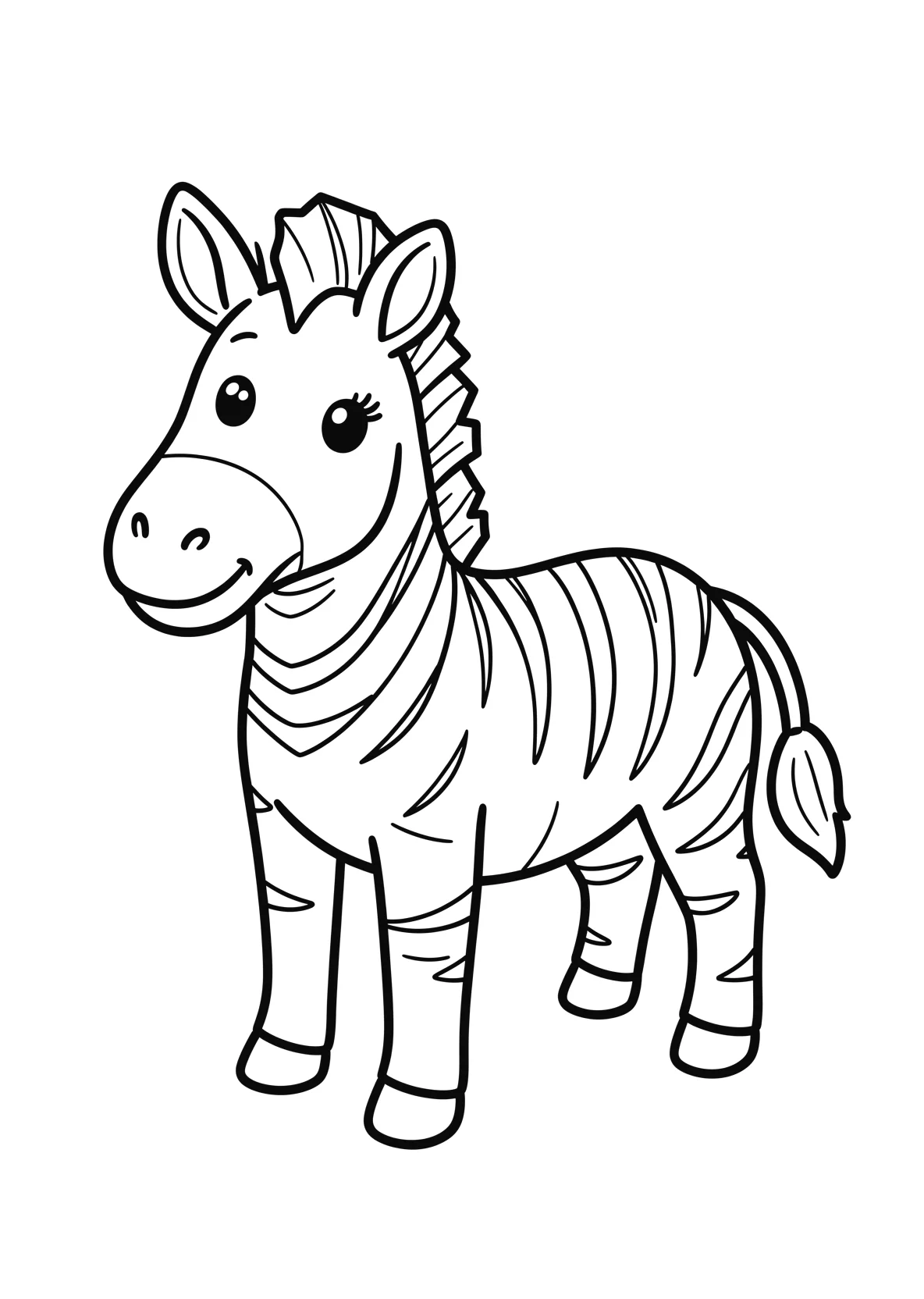 Ausmalbild Zebra - einfaches Ausmalbild für Kinder aus der Kategorie Tiere - kostenlos ausdrucken