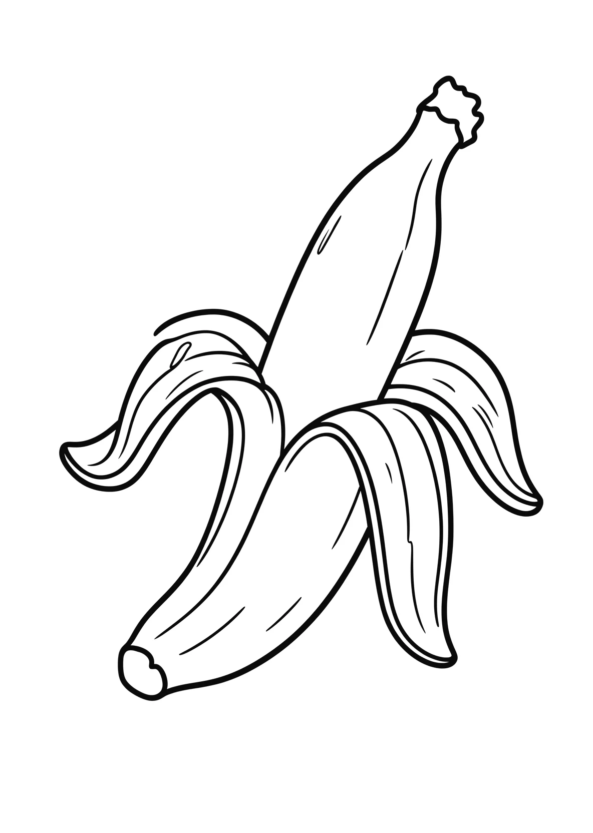 Ausmalbild Banane, teilweise geschaelt - Ausmalbild aus der Kategorie Essen - kostenlos ausdrucken