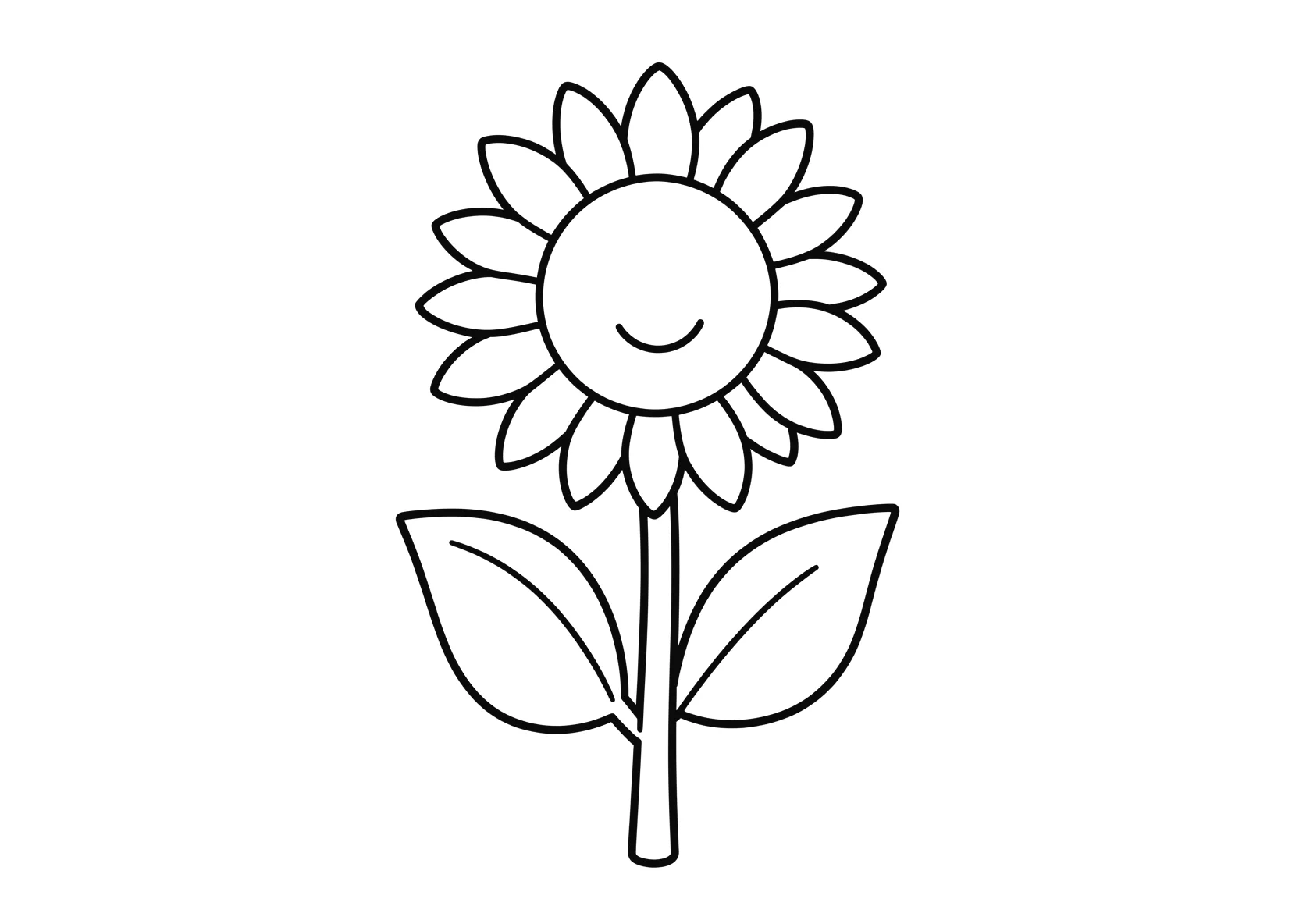 Ausmalbild Sonnenblume mit grossem Bluetenkopf - Ausmalbild aus der Kategorie Natur - kostenlos ausdrucken