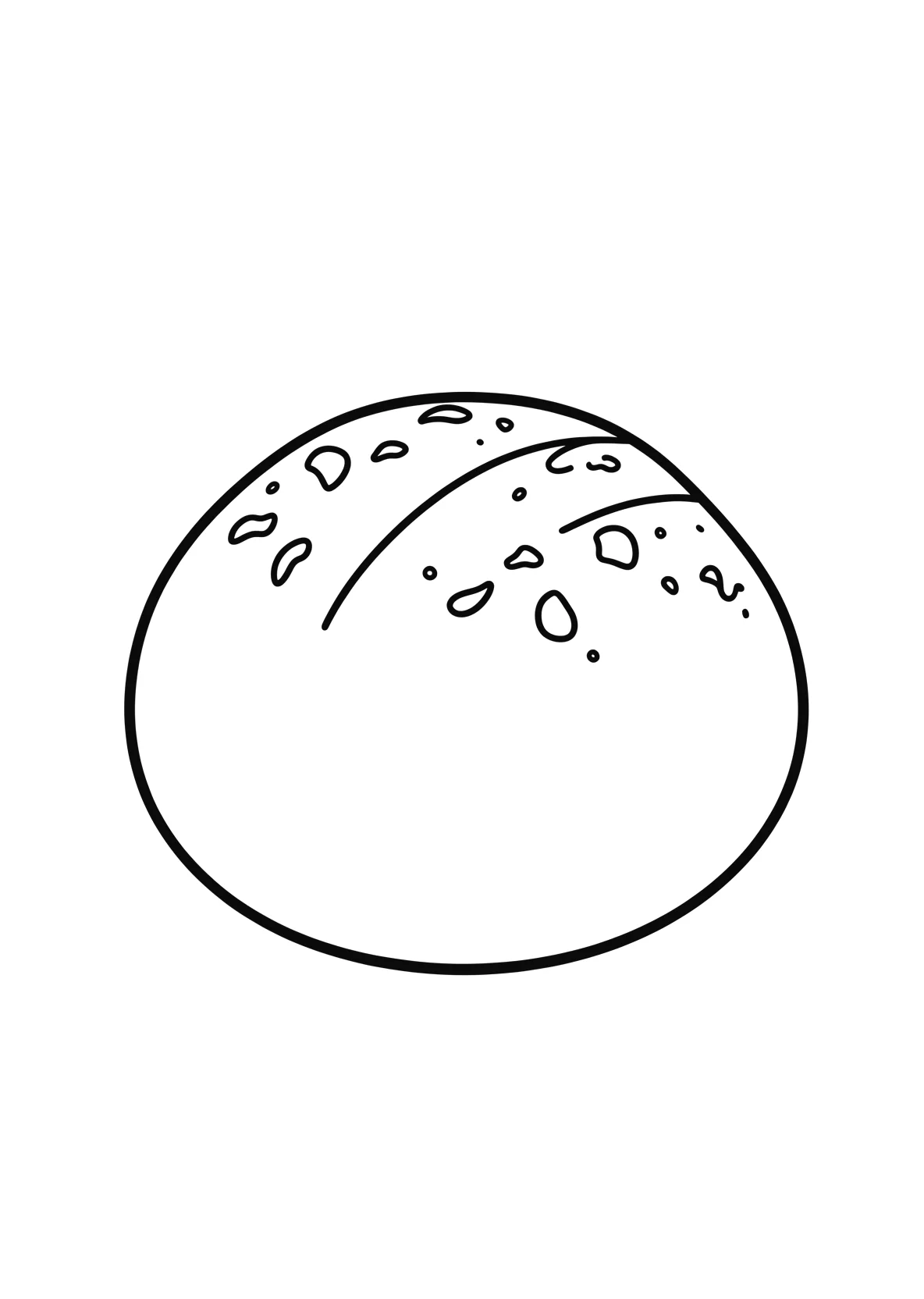 Ausmalbild Rundes Broetchen mit Kruste und Mehl - Ausmalbild aus der Kategorie Essen - kostenlos ausdrucken