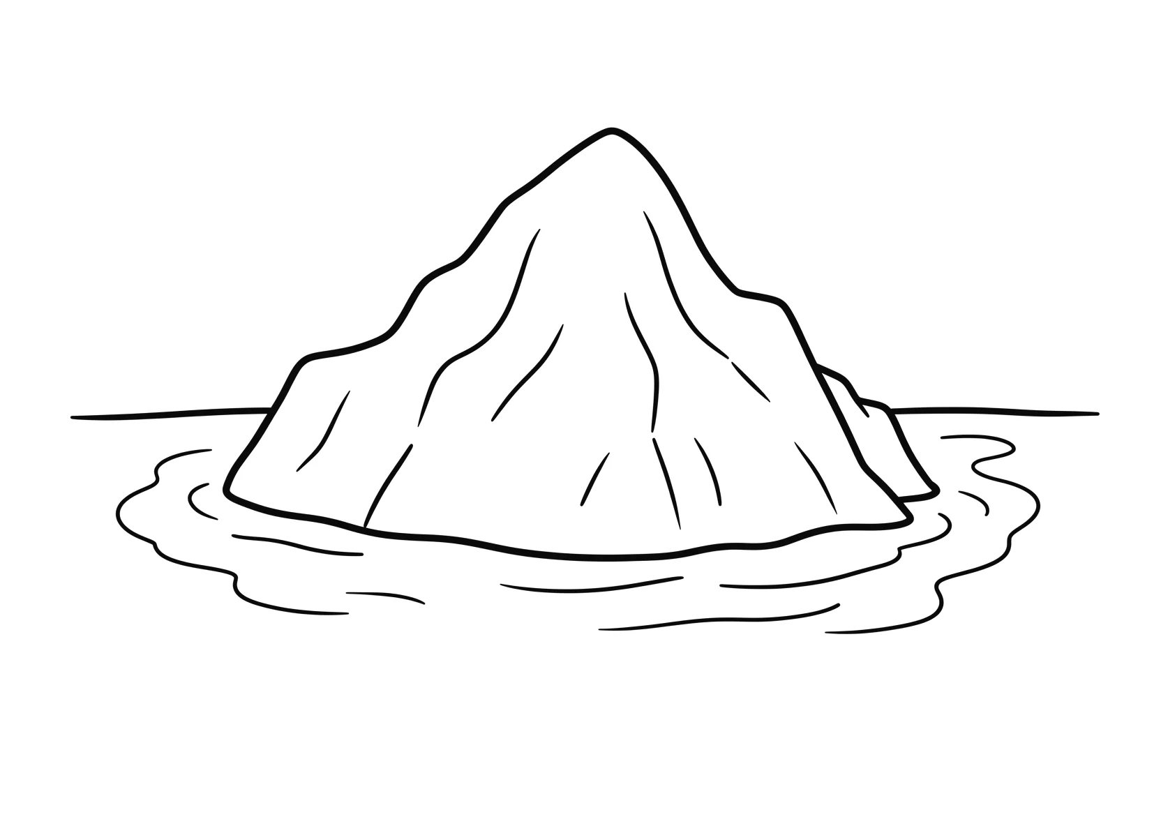 Ausmalbild Grosser Eisberg schwimmt im arktischen Meer - Ausmalbild aus der Kategorie Natur - kostenlos ausdrucken