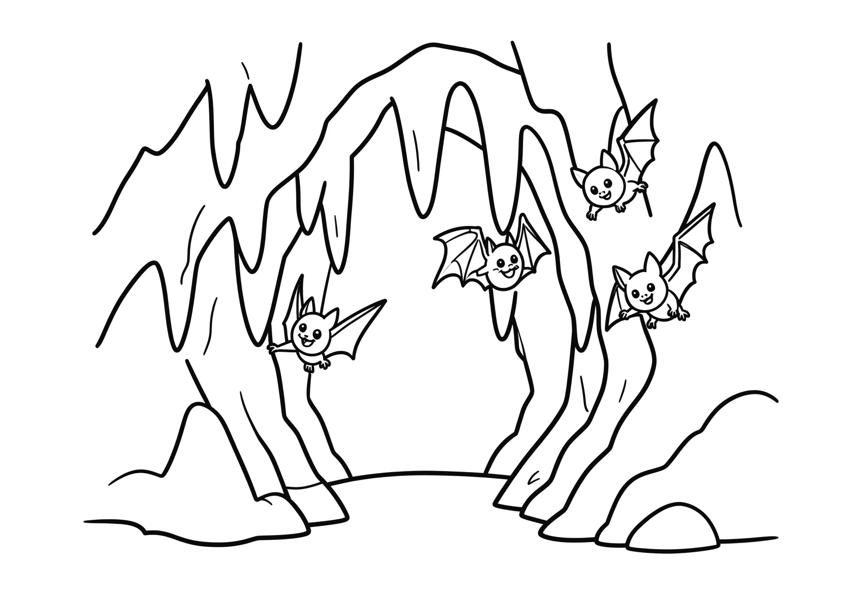 Ausmalbild Eingang einer Hoehle mit Stalaktiten - Ausmalbild aus der Kategorie Natur - kostenlos ausdrucken