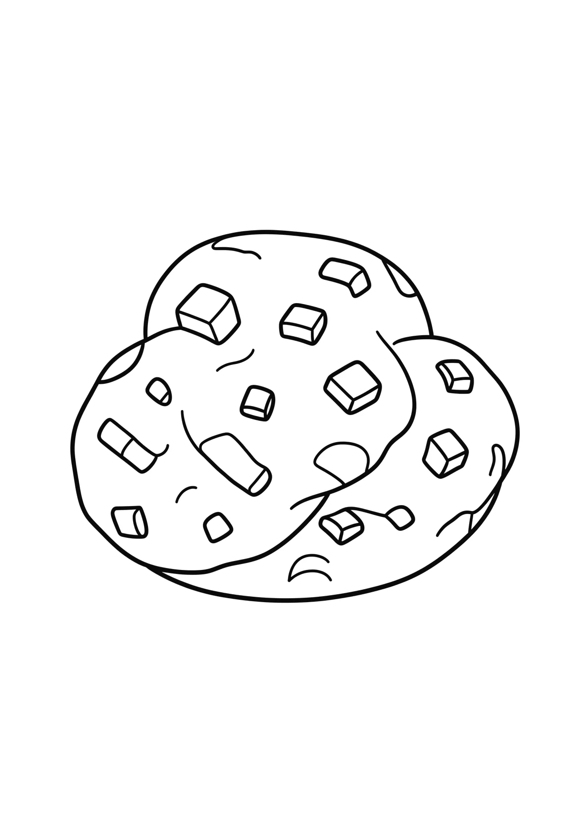 Ausmalbild Runde Kekse mit Schokoladenstueckchen - Ausmalbild aus der Kategorie Essen - kostenlos ausdrucken