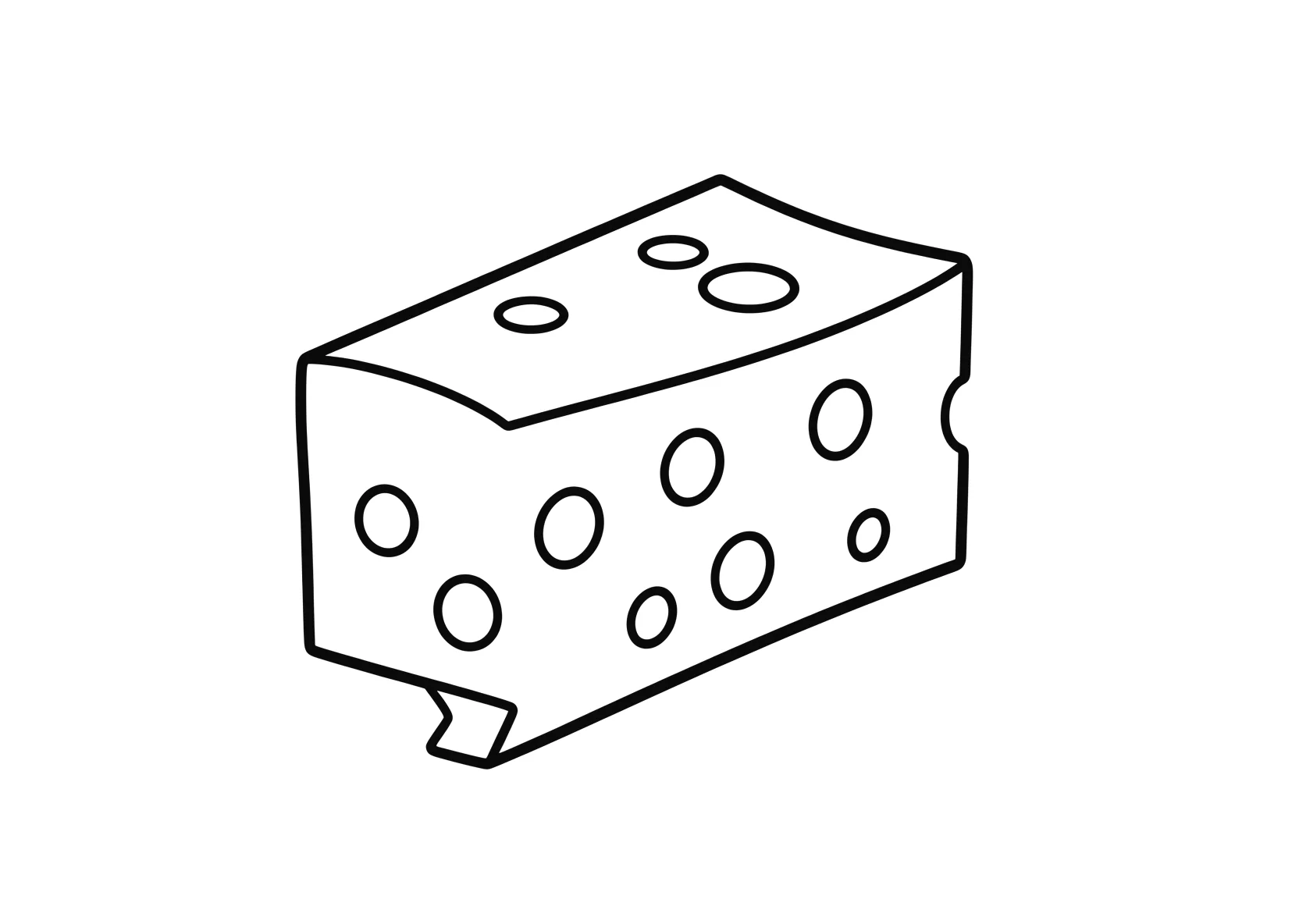 Ausmalbild Stueck Kaese mit Loechern, Kaese-Ecke - Ausmalbild aus der Kategorie Essen - kostenlos ausdrucken