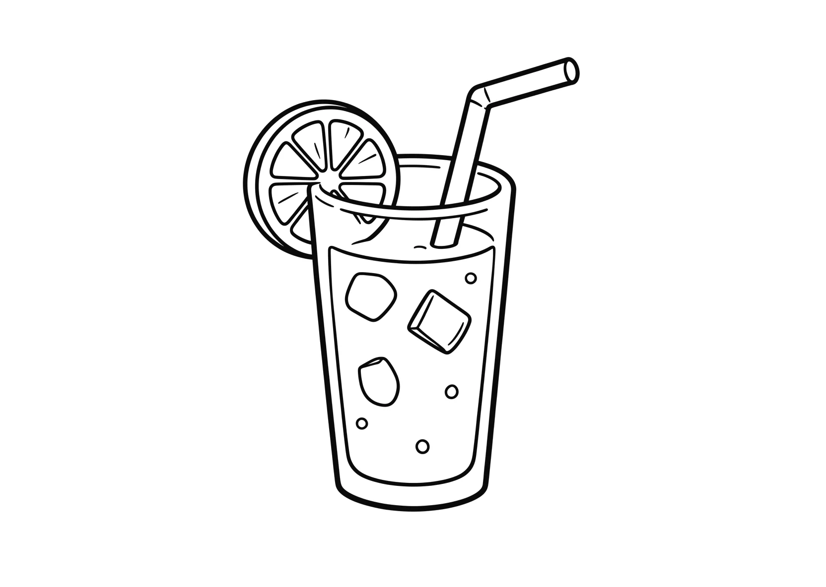 Ausmalbild Glas Limonade mit Zitronenscheibe - Ausmalbild aus der Kategorie Essen - kostenlos ausdrucken