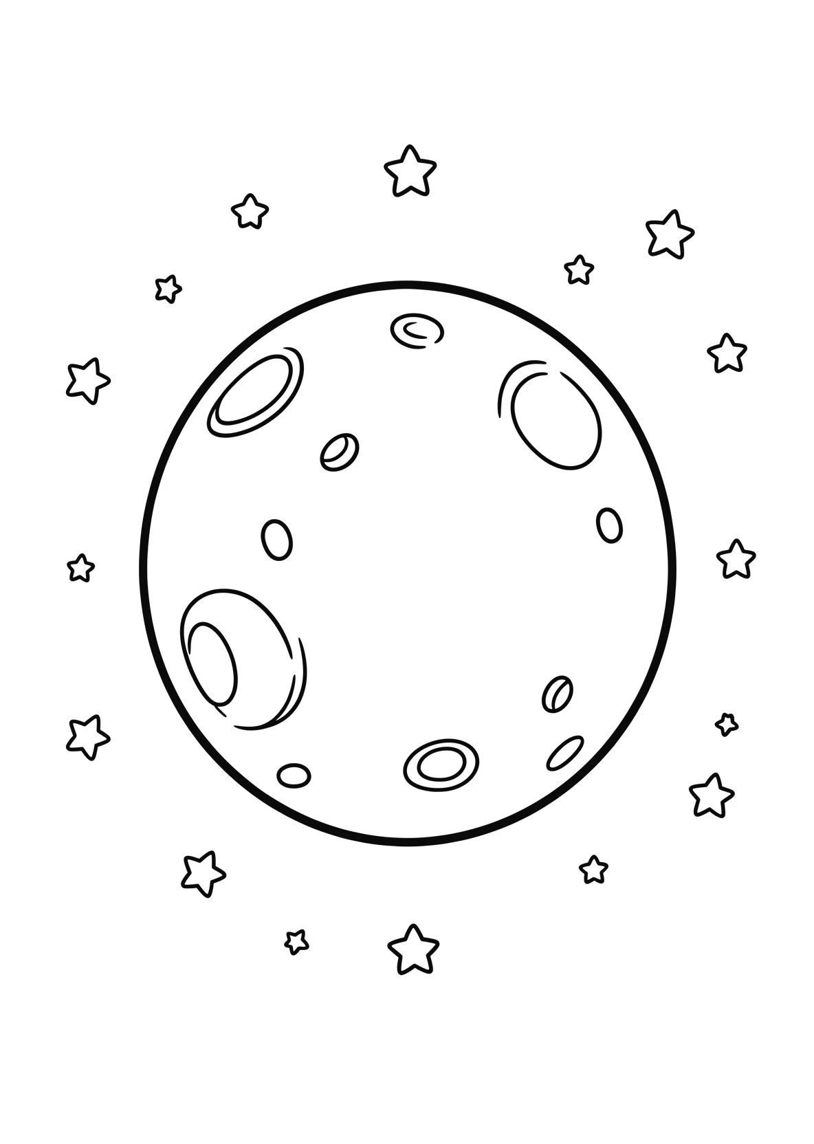 Ausmalbild Grosser Vollmond am Nachthimmel mit Kratern - Ausmalbild aus der Kategorie Natur - kostenlos ausdrucken