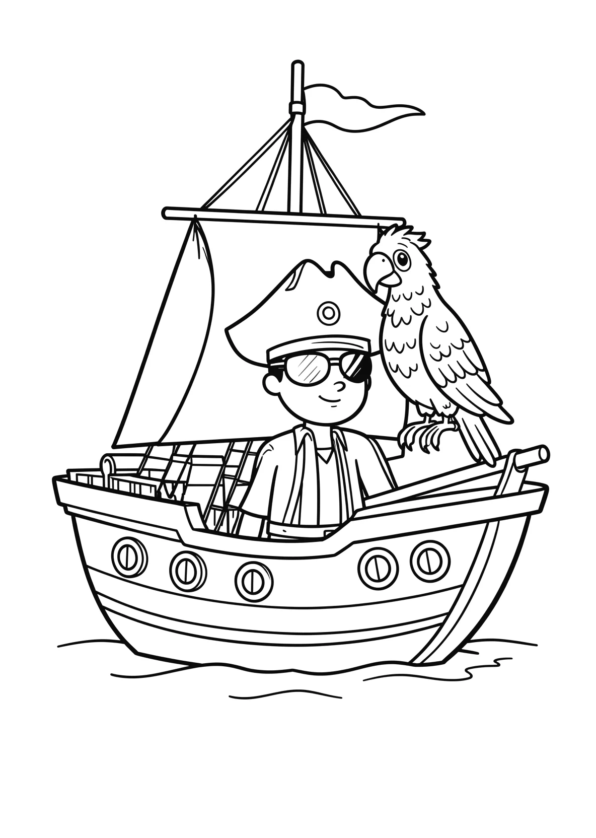 Ausmalbild Pirat mit Augenklappe - Ausmalbild aus der Kategorie Maerchen - kostenlos ausdrucken