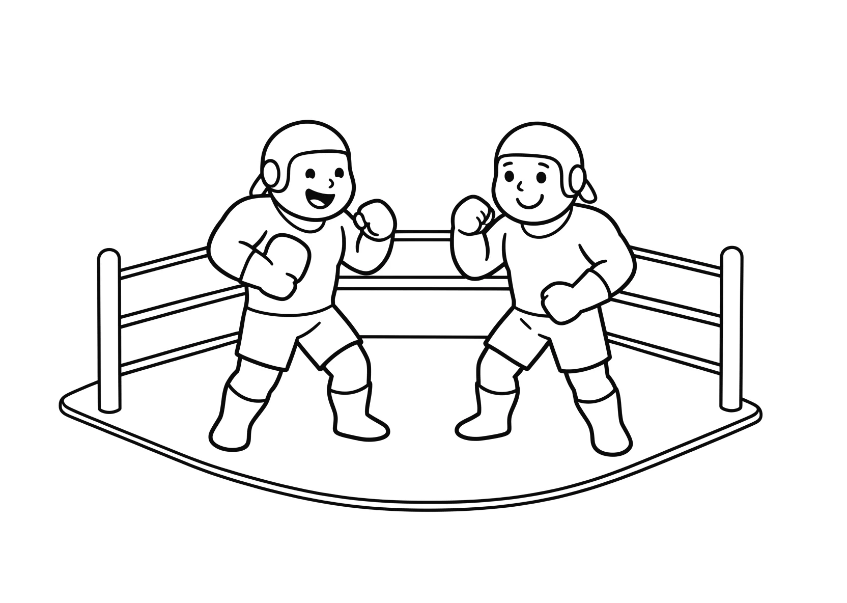 Ausmalbild Zwei Wrestler-Figuren auf einer Ringermatte - Ausmalbild aus der Kategorie Sonstiges - kostenlos ausdrucken
