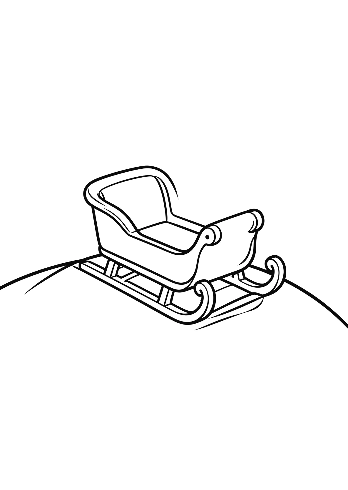 Ausmalbild Schlitten auf einem verschneiten Huegel - Ausmalbild aus der Kategorie Fahrzeuge - kostenlos ausdrucken