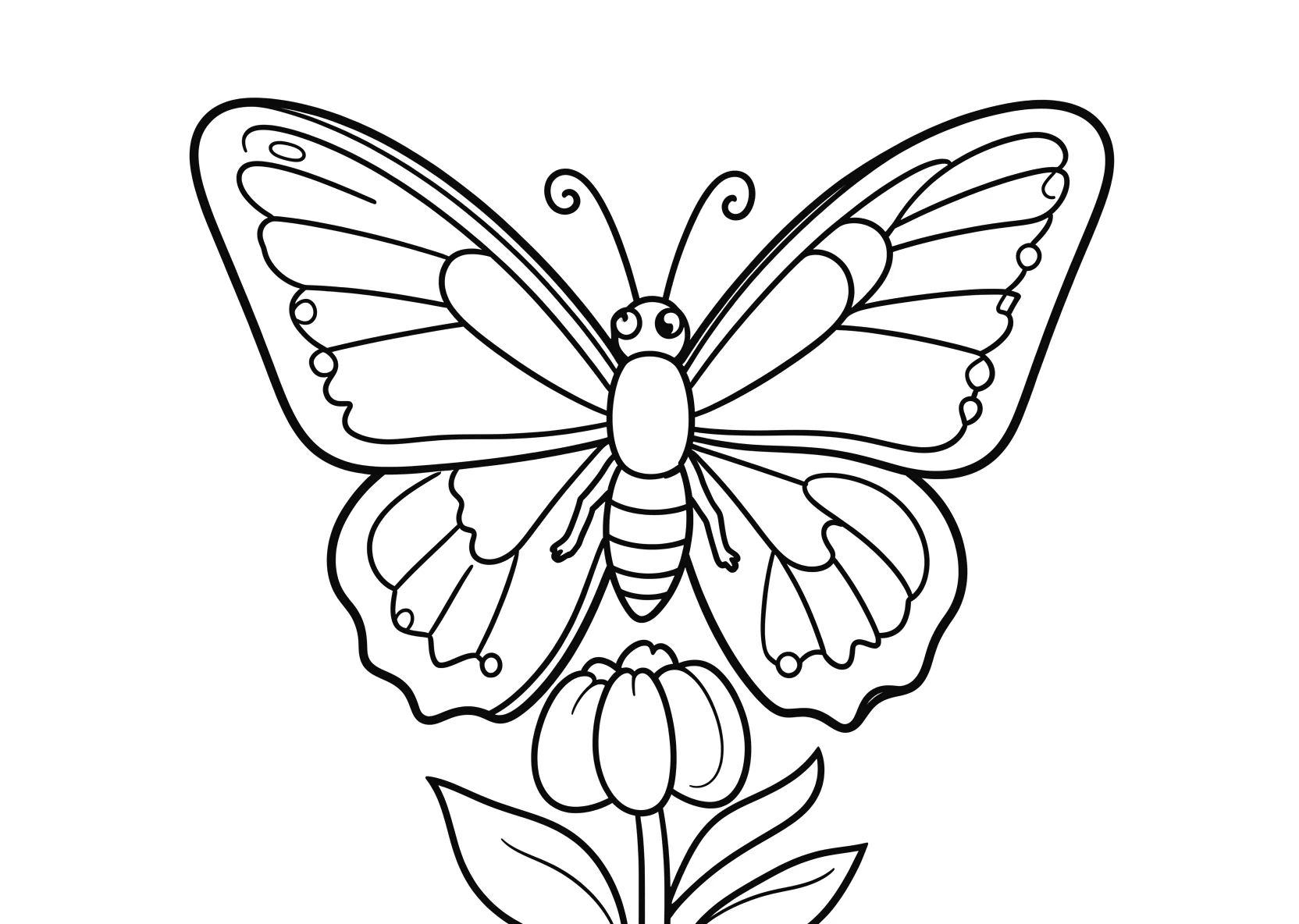 Ausmalbild Grosser Schmetterling mit ausgebreiteten Fluegeln - Ausmalbild aus der Kategorie Tiere - kostenlos ausdrucken