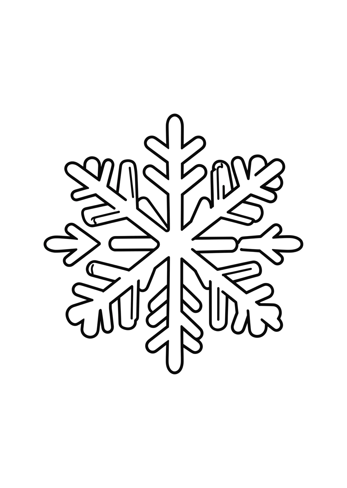 Ausmalbild Einzelne detaillierte Schneeflocke mit - Ausmalbild aus der Kategorie Natur - kostenlos ausdrucken