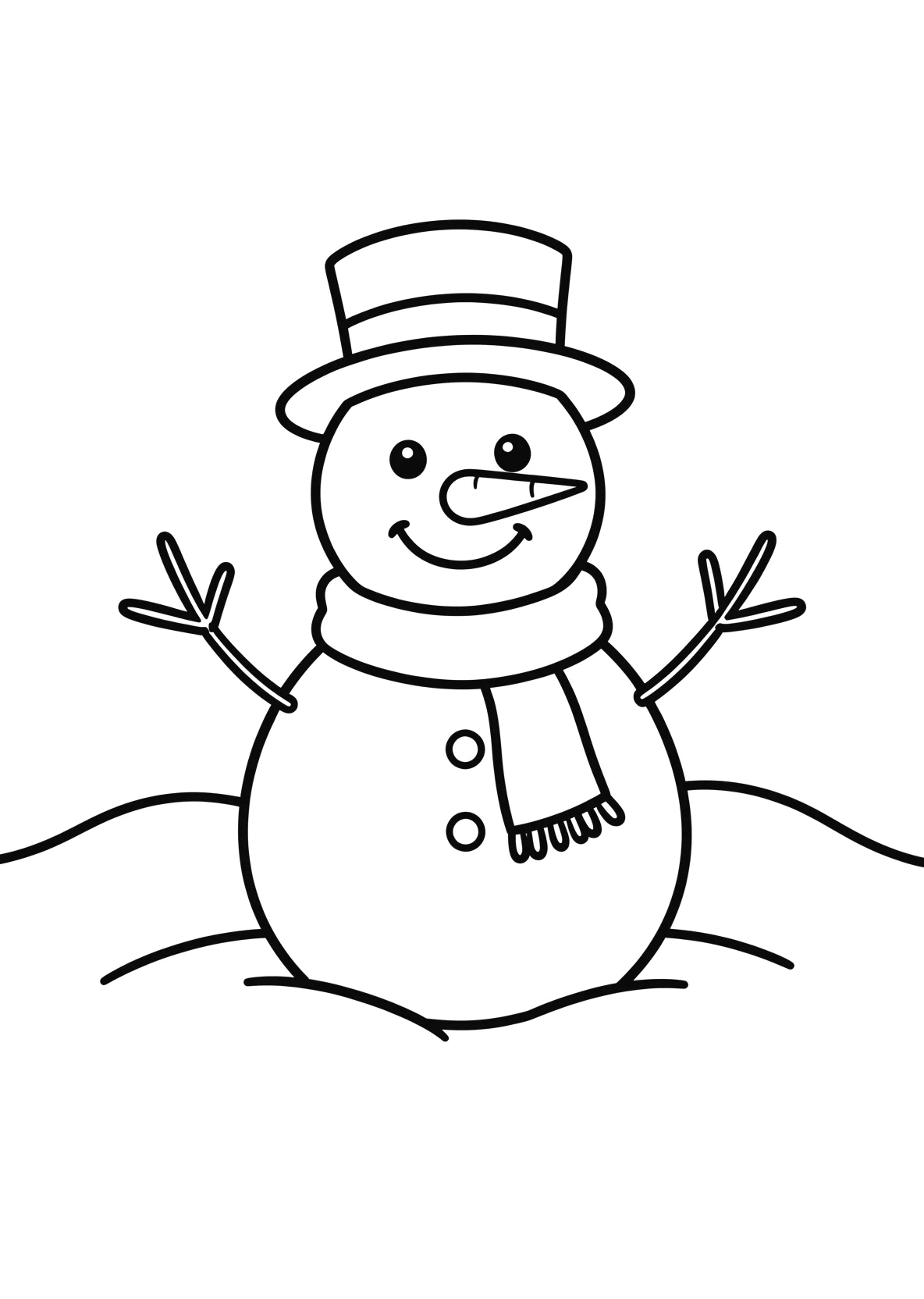 Ausmalbild Schneemann mit Karottennase - Ausmalbild aus der Kategorie Natur - kostenlos ausdrucken