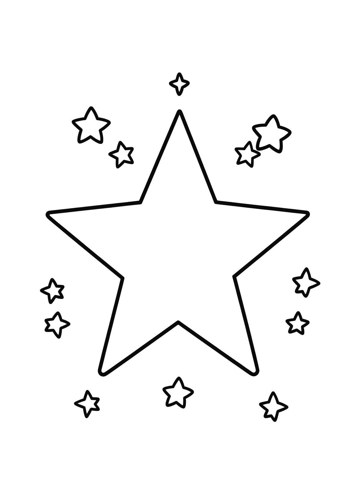Ausmalbild Grosser funkelnder Stern am Nachthimmel mit - Ausmalbild aus der Kategorie Natur - kostenlos ausdrucken