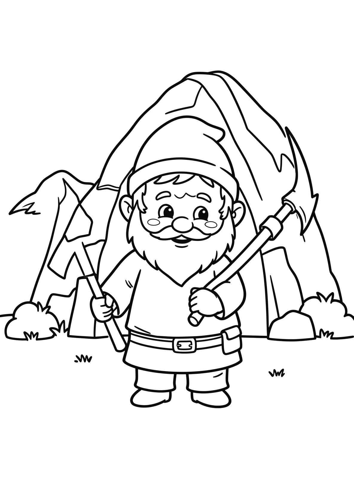 Ausmalbild Zwerg mit Zipfelmuetze - Ausmalbild aus der Kategorie Maerchen - kostenlos ausdrucken