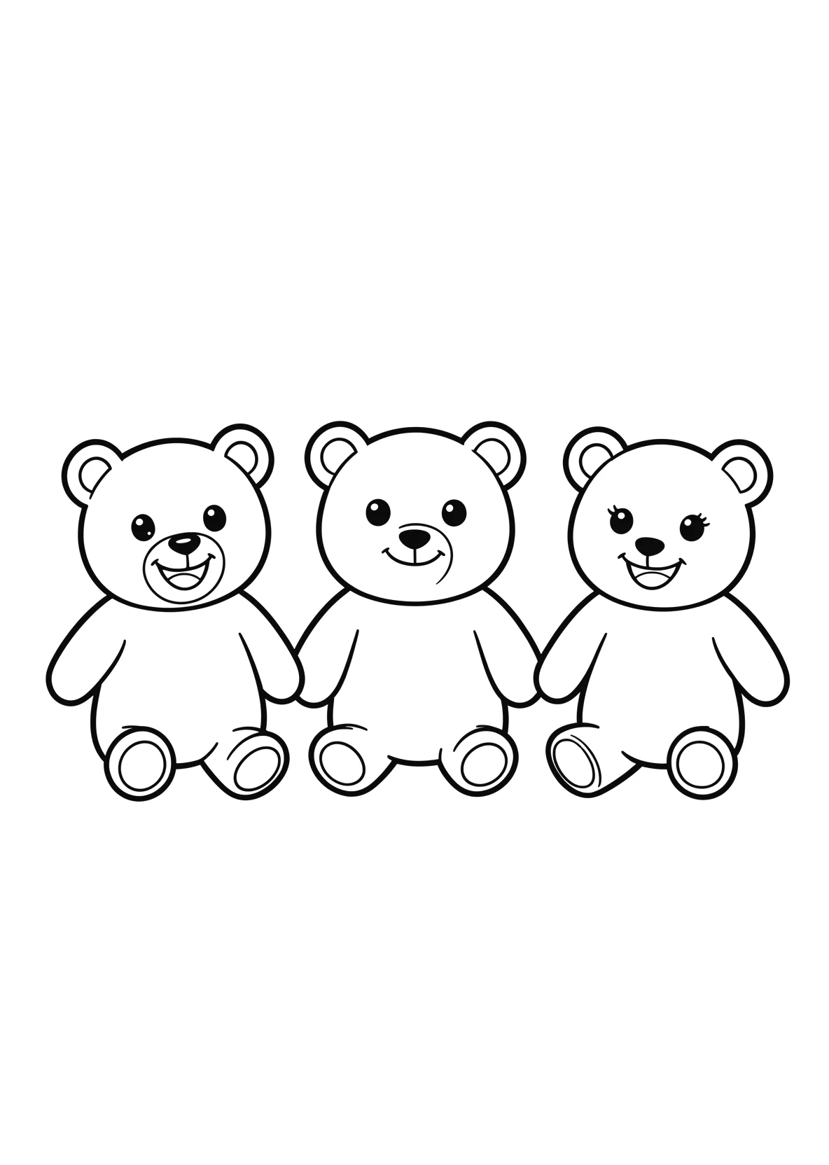 Ausmalbild Mehrere Gummibaerchen in verschiedenen Formen - Ausmalbild aus der Kategorie Tiere - kostenlos ausdrucken