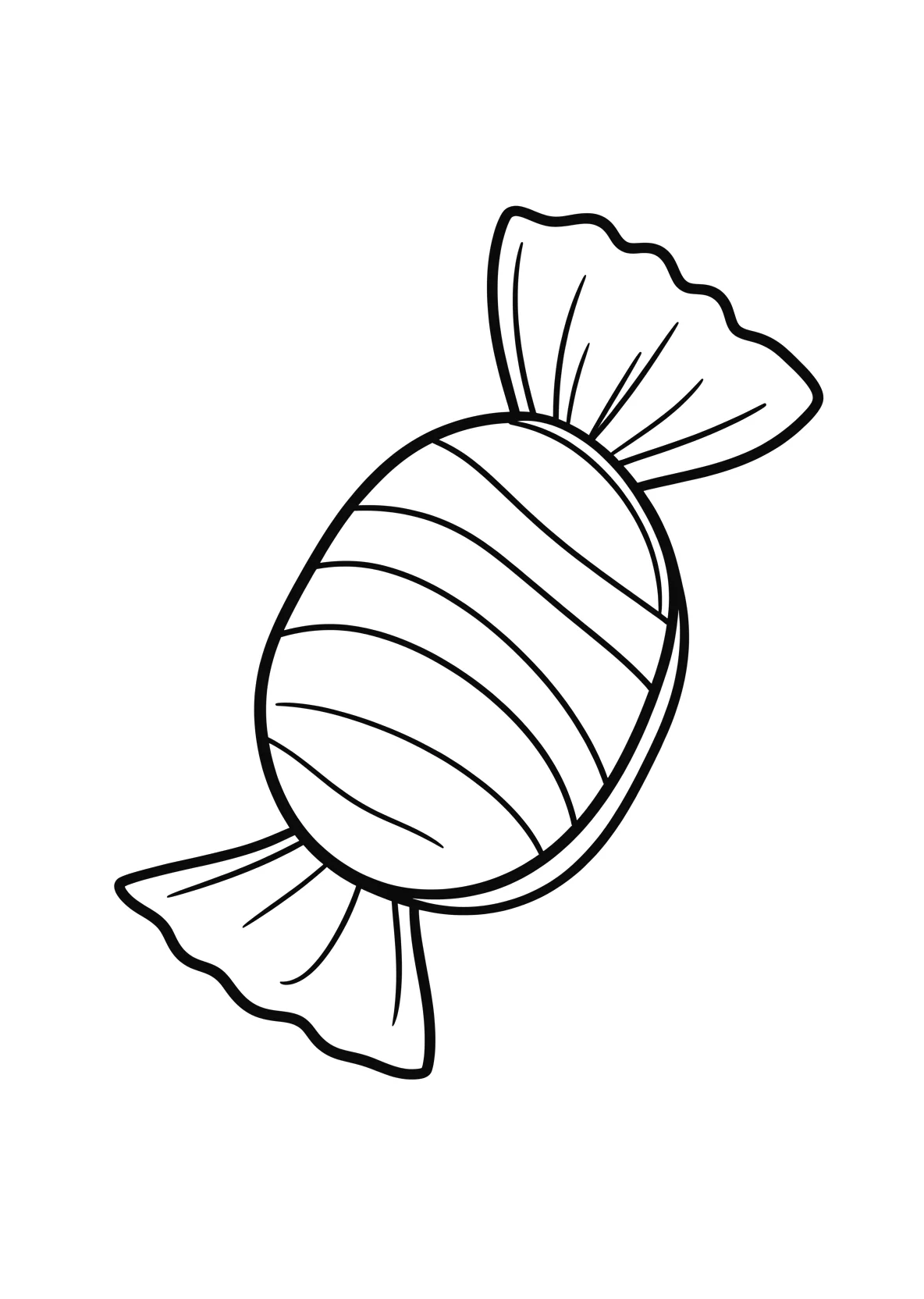 Ausmalbild Grosses einzelnes Bonbon in gedrehter Verpackung - Ausmalbild aus der Kategorie Tiere - kostenlos ausdrucken