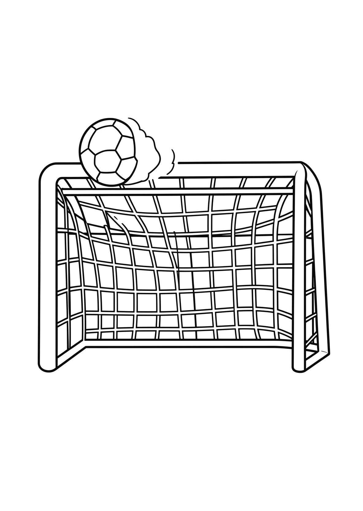 Ausmalbild Handball der gerade ins Tornetz fliegt - Ausmalbild aus der Kategorie Sport - kostenlos ausdrucken