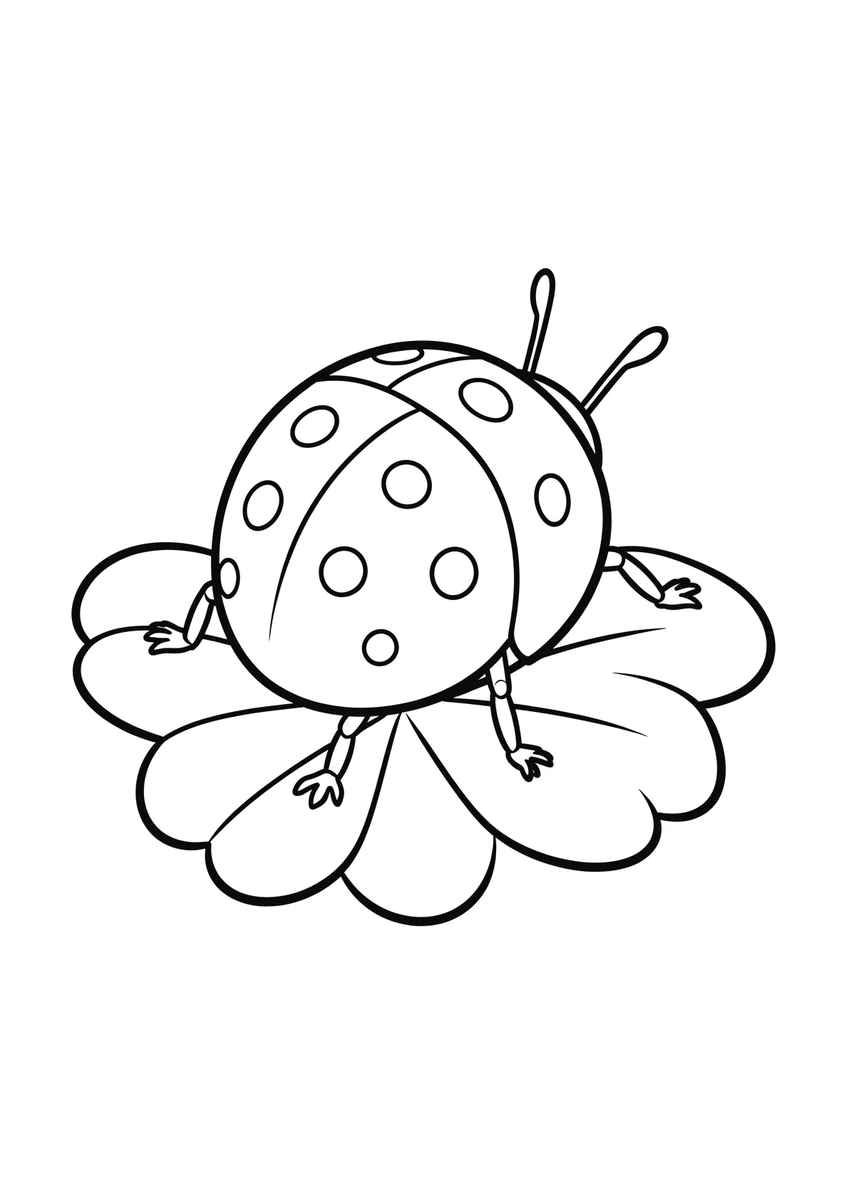 Ausmalbild Grosser runder Marienkaefer mit sieben Punkten - Ausmalbild aus der Kategorie Tiere - kostenlos ausdrucken