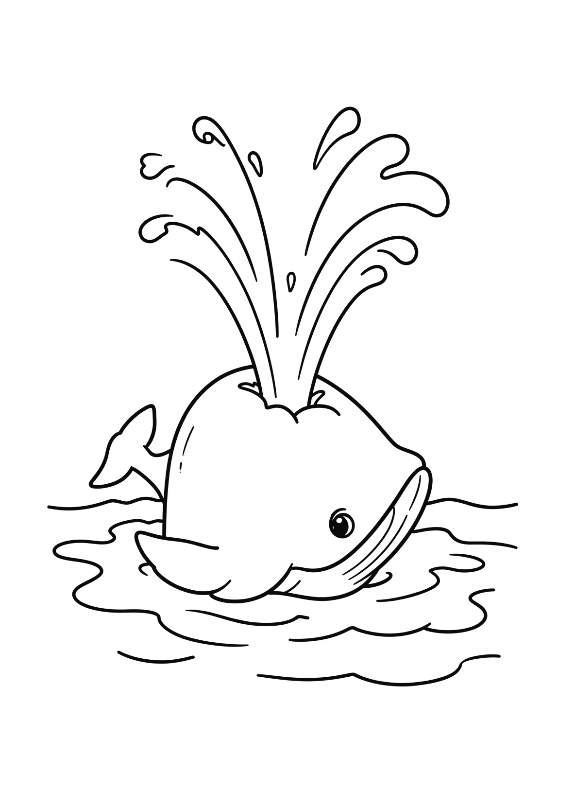 Ausmalbild Riesiger Buckelwal taucht aus dem Ozean auf - Ausmalbild aus der Kategorie Natur - kostenlos ausdrucken