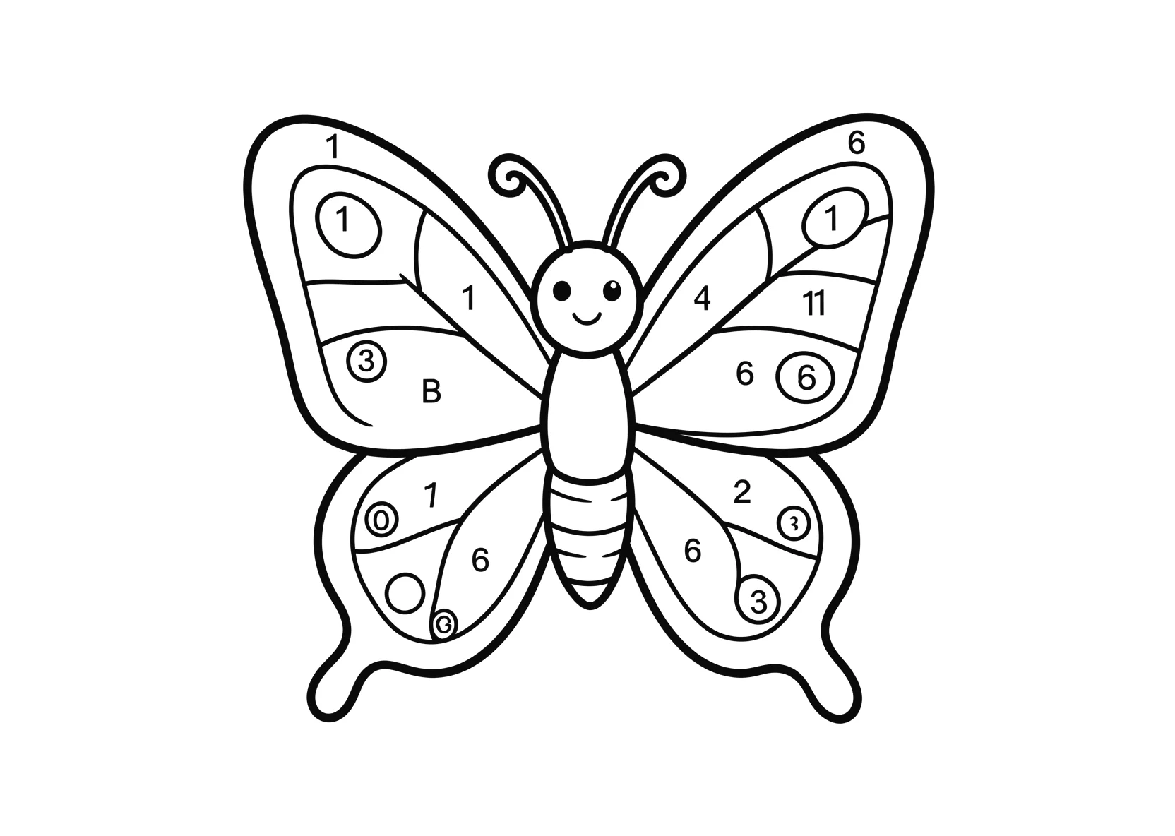 Ausmalbild Color by number coloring page for children - Ausmalbild aus der Kategorie Tiere - kostenlos ausdrucken