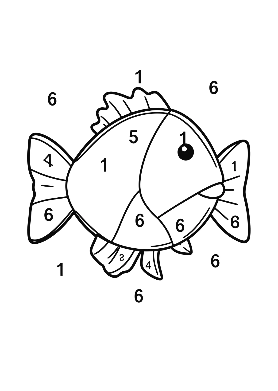 Ausmalbild Paint by number template for kids - Ausmalbild aus der Kategorie Tiere - kostenlos ausdrucken