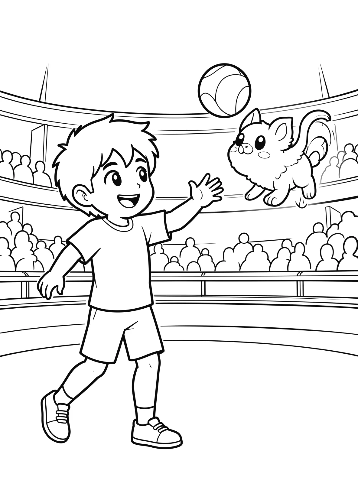 Ausmalbild Junge der einen Ball wirft - Ausmalbild aus der Kategorie Sonstiges - kostenlos ausdrucken